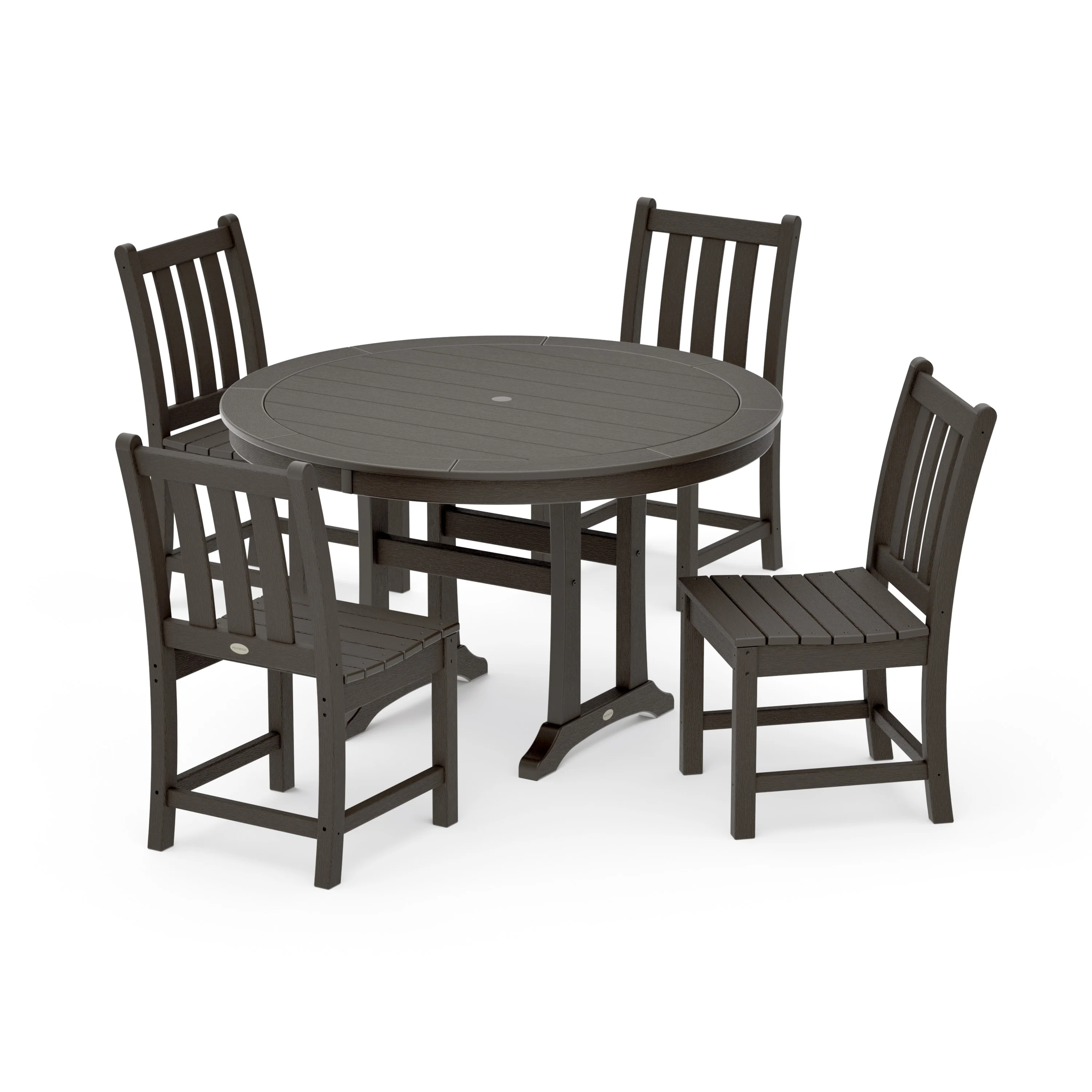 Traditional Garden Side Chair 5-Piece Round Dining Set With Trestle Legs - Image 13