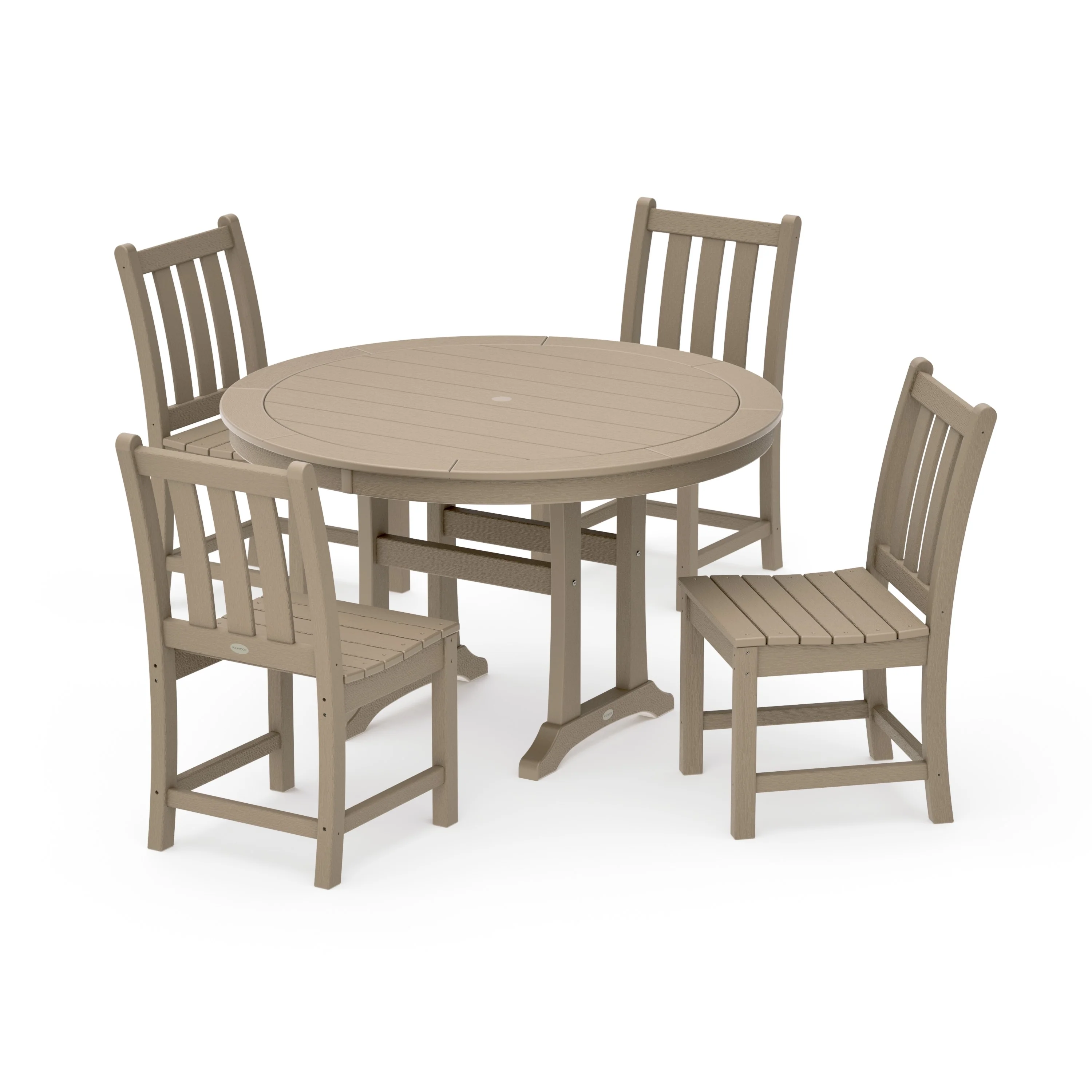 Traditional Garden Side Chair 5-Piece Round Dining Set With Trestle Legs - Image 14