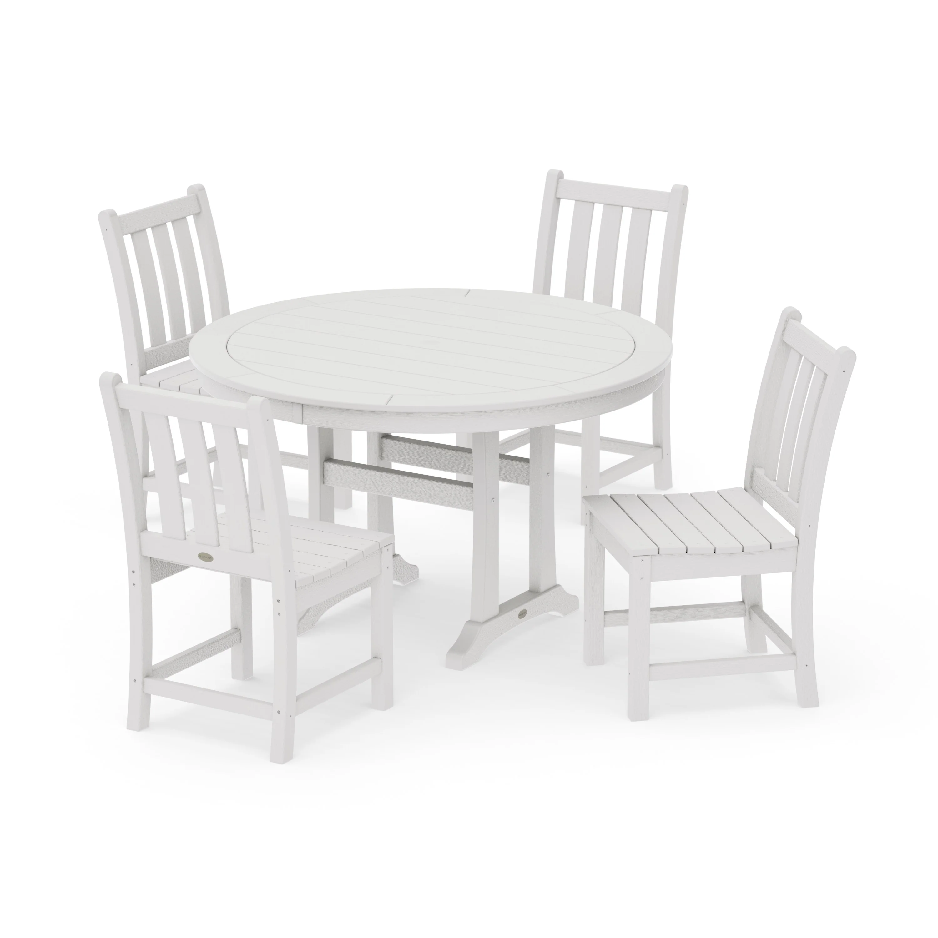 Traditional Garden Side Chair 5-Piece Round Dining Set With Trestle Legs - Image 15