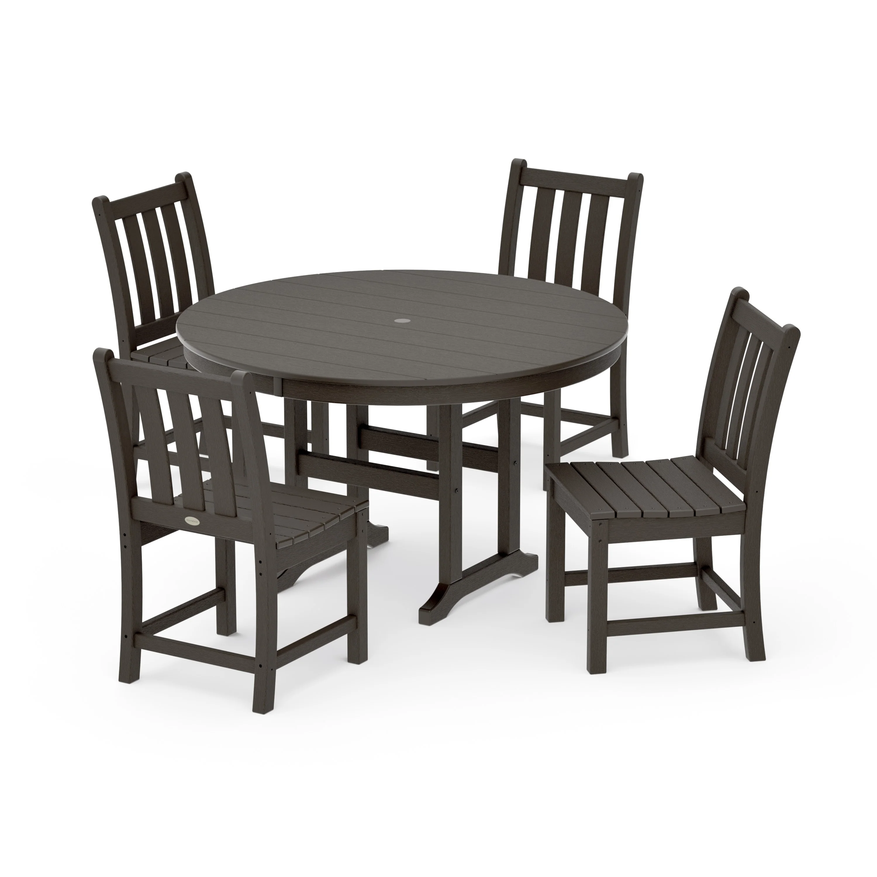 Traditional Garden Side Chair 5-Piece Round Farmhouse Dining Set - Image 13
