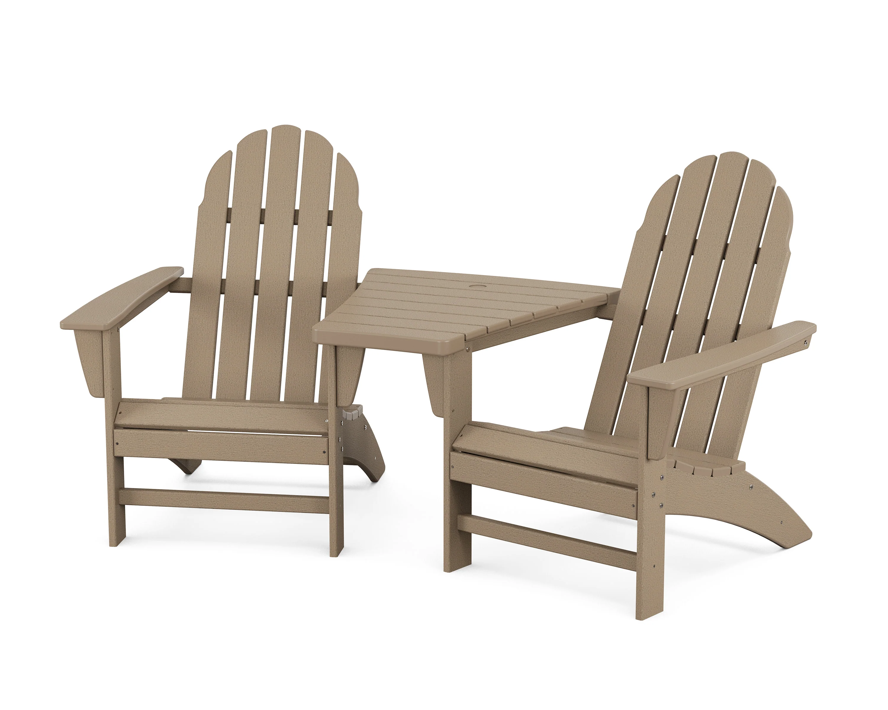Vineyard 3-Piece Adirondack Set with Angled Connecting Table - Image 4