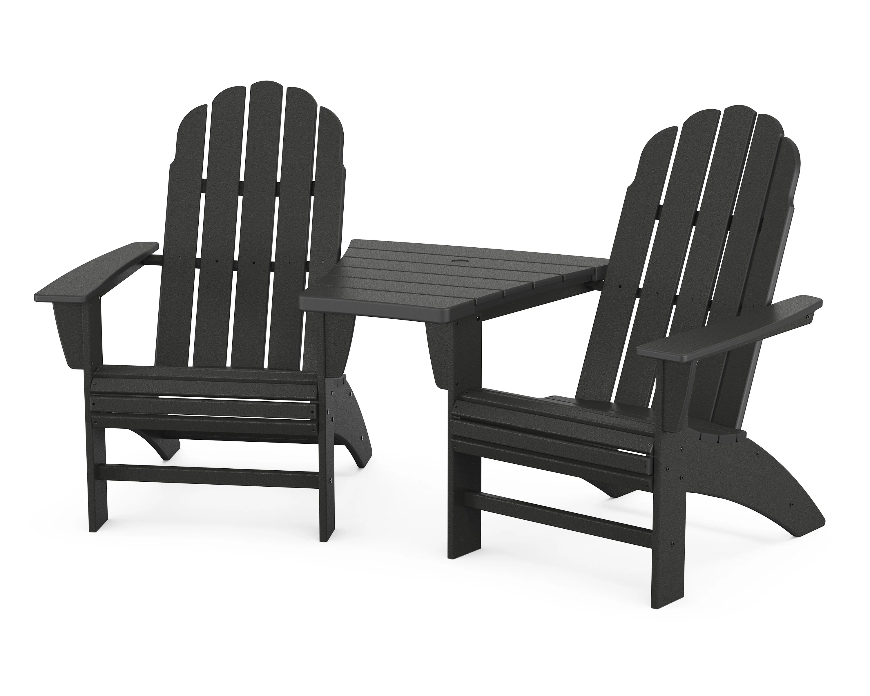 Vineyard 3-Piece Curveback Adirondack Set with Angled Connecting Table - Image 10