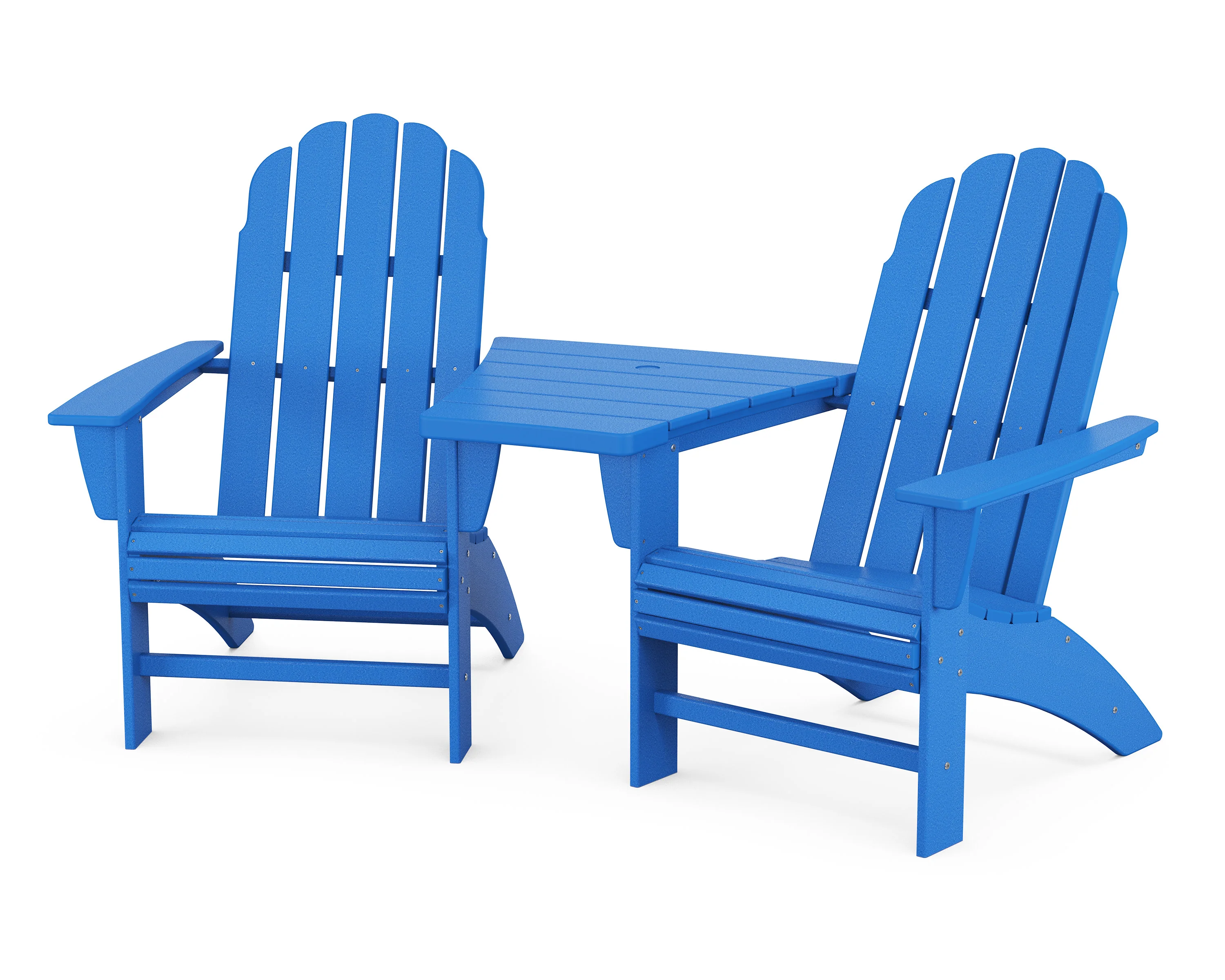 Vineyard 3-Piece Curveback Adirondack Set with Angled Connecting Table - Image 12