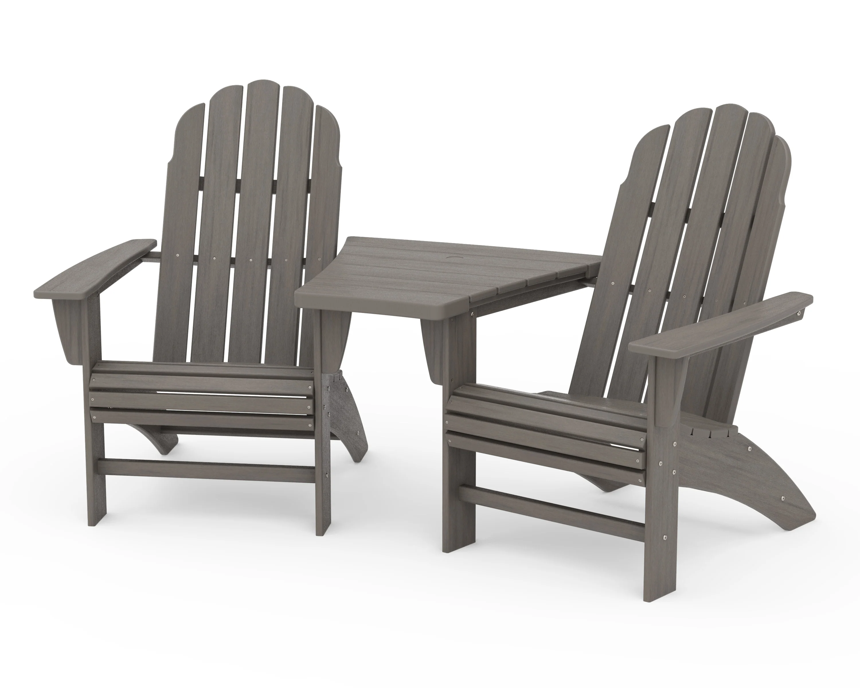 Vineyard 3-Piece Curveback Adirondack Set with Angled Connecting Table - Image 19