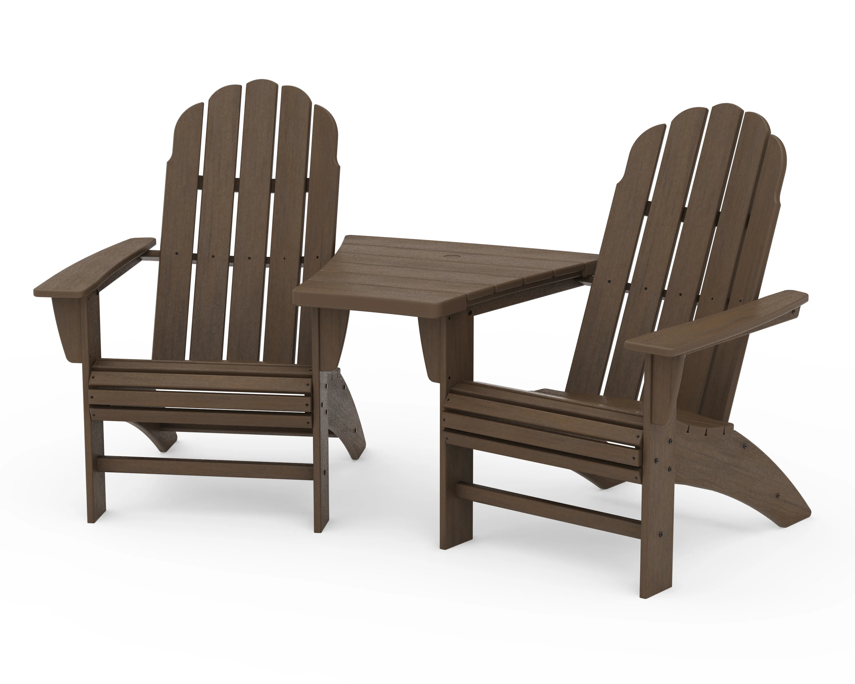 Vineyard 3-Piece Curveback Adirondack Set with Angled Connecting Table - Image 20
