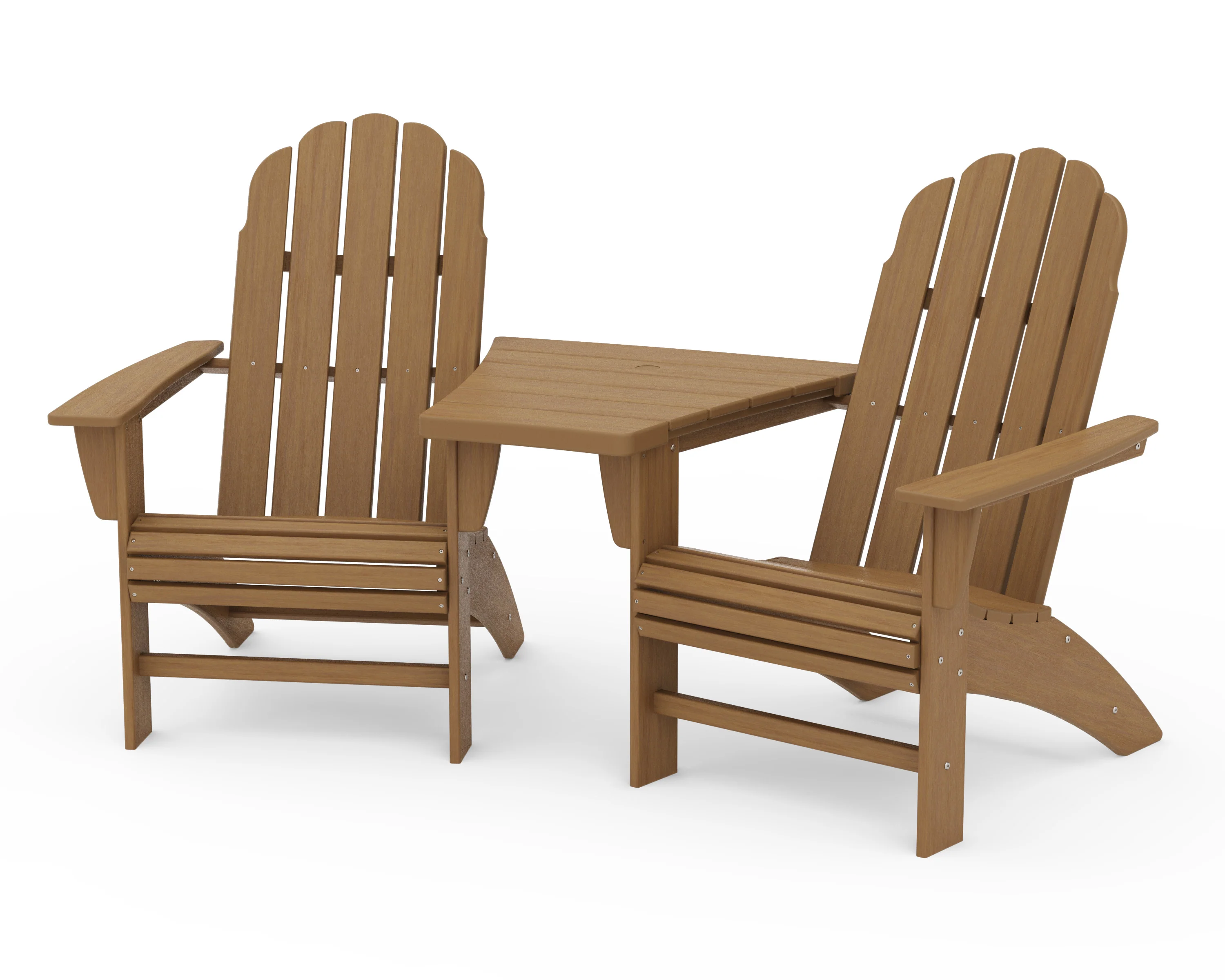 Vineyard 3-Piece Curveback Adirondack Set with Angled Connecting Table - Image 21