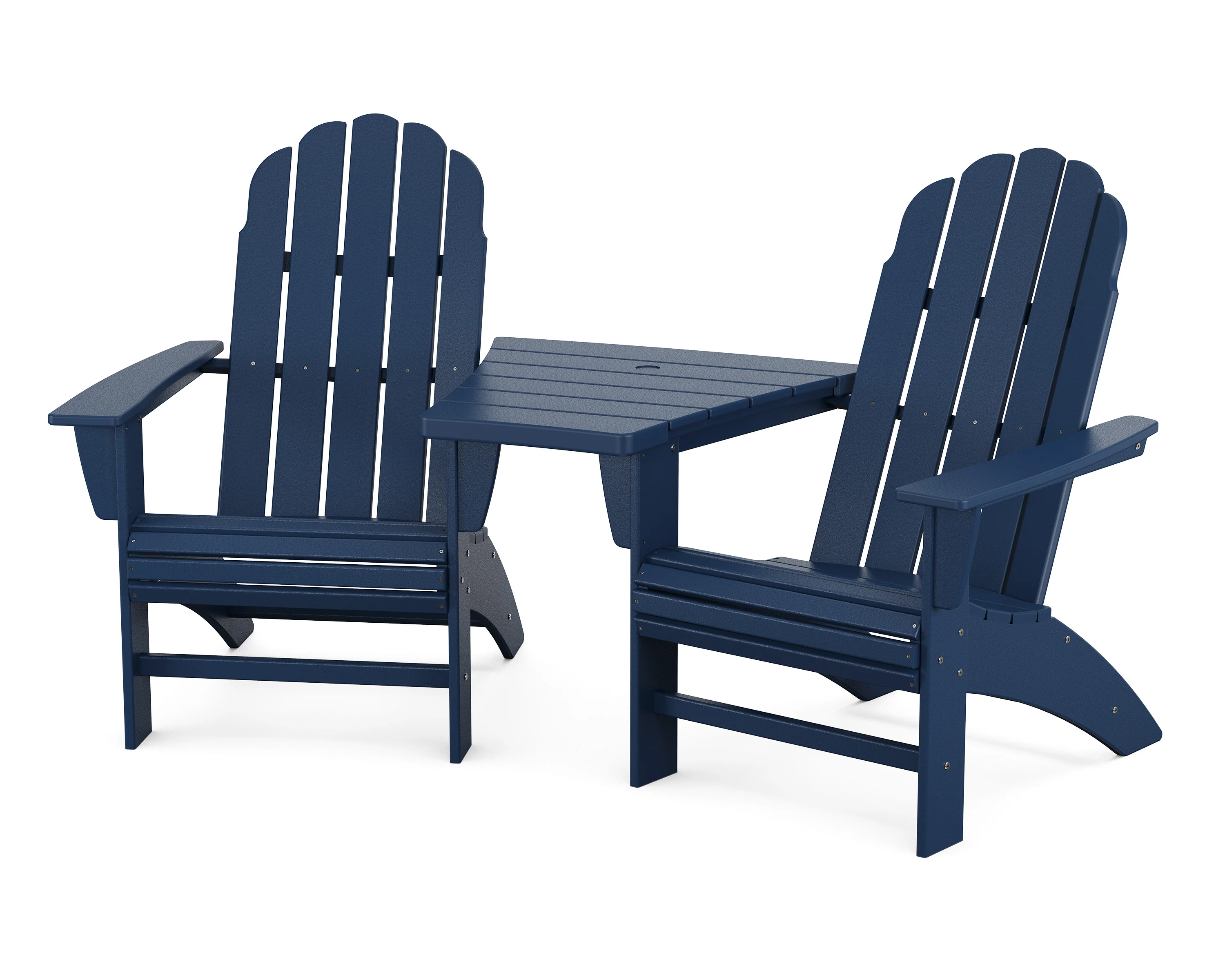 Vineyard 3-Piece Curveback Adirondack Set with Angled Connecting Table - Image 3