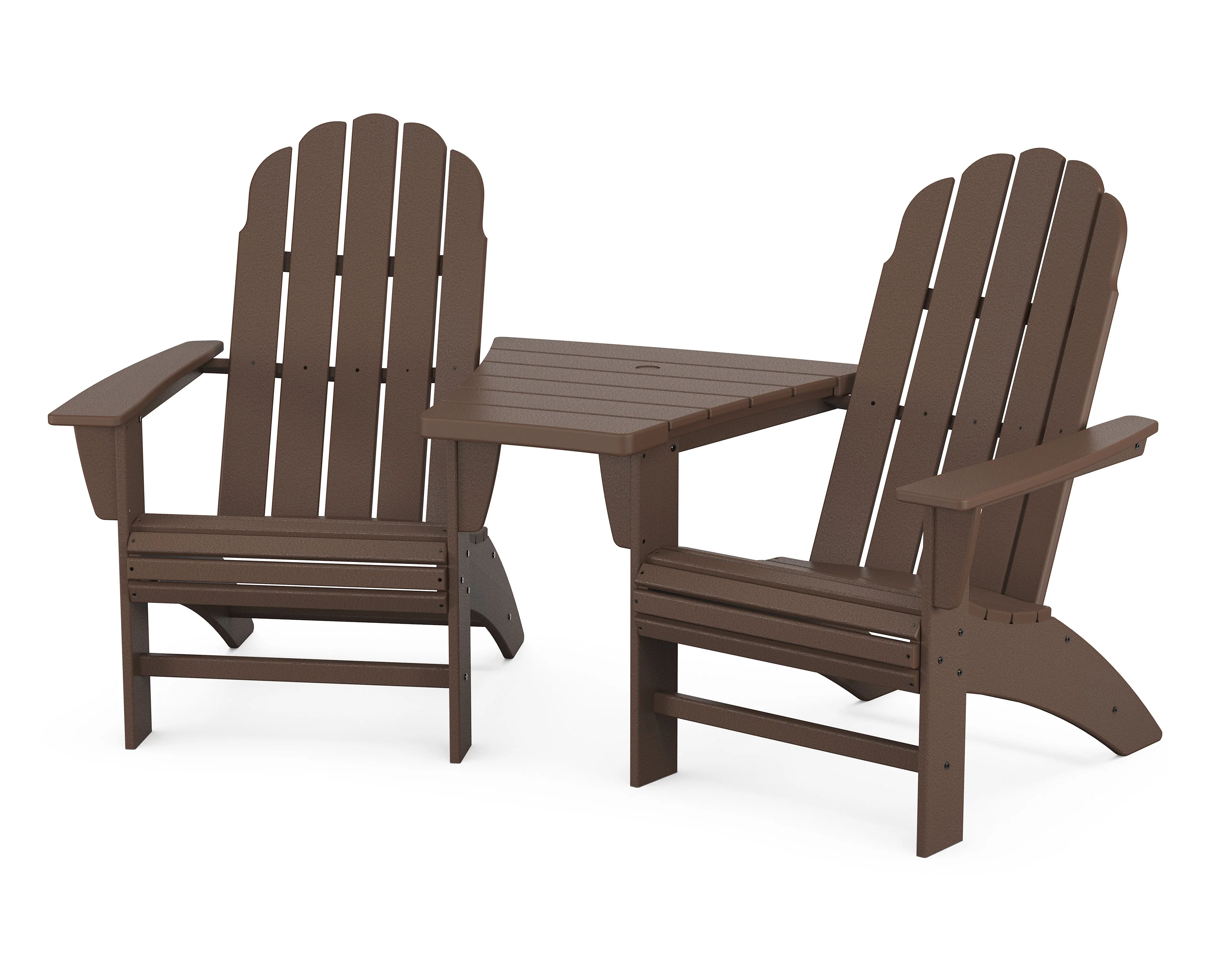 Vineyard 3-Piece Curveback Adirondack Set with Angled Connecting Table - Image 4
