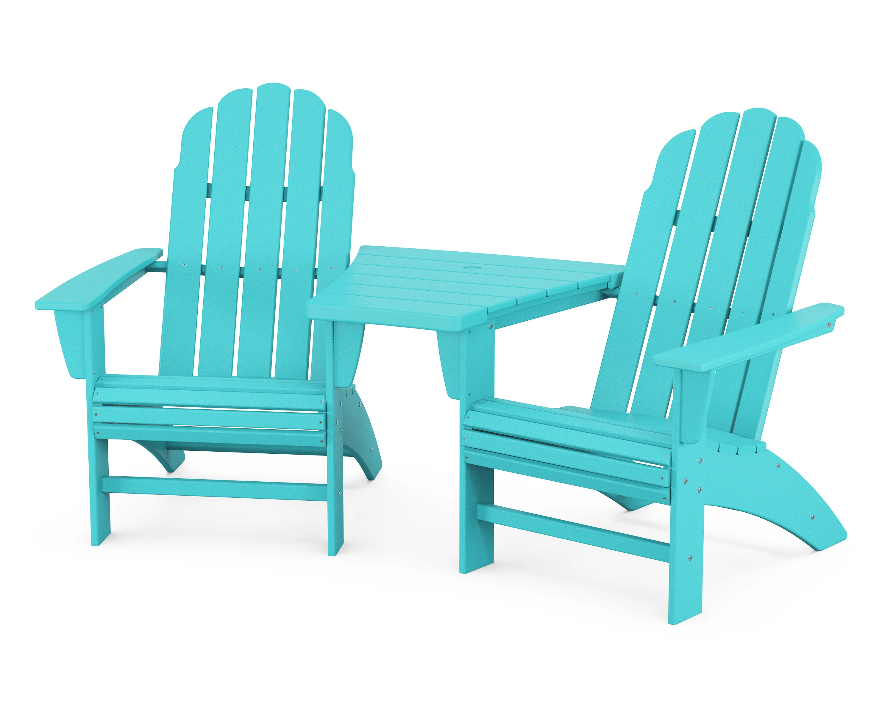 Vineyard 3-Piece Curveback Adirondack Set with Angled Connecting Table - Image 9