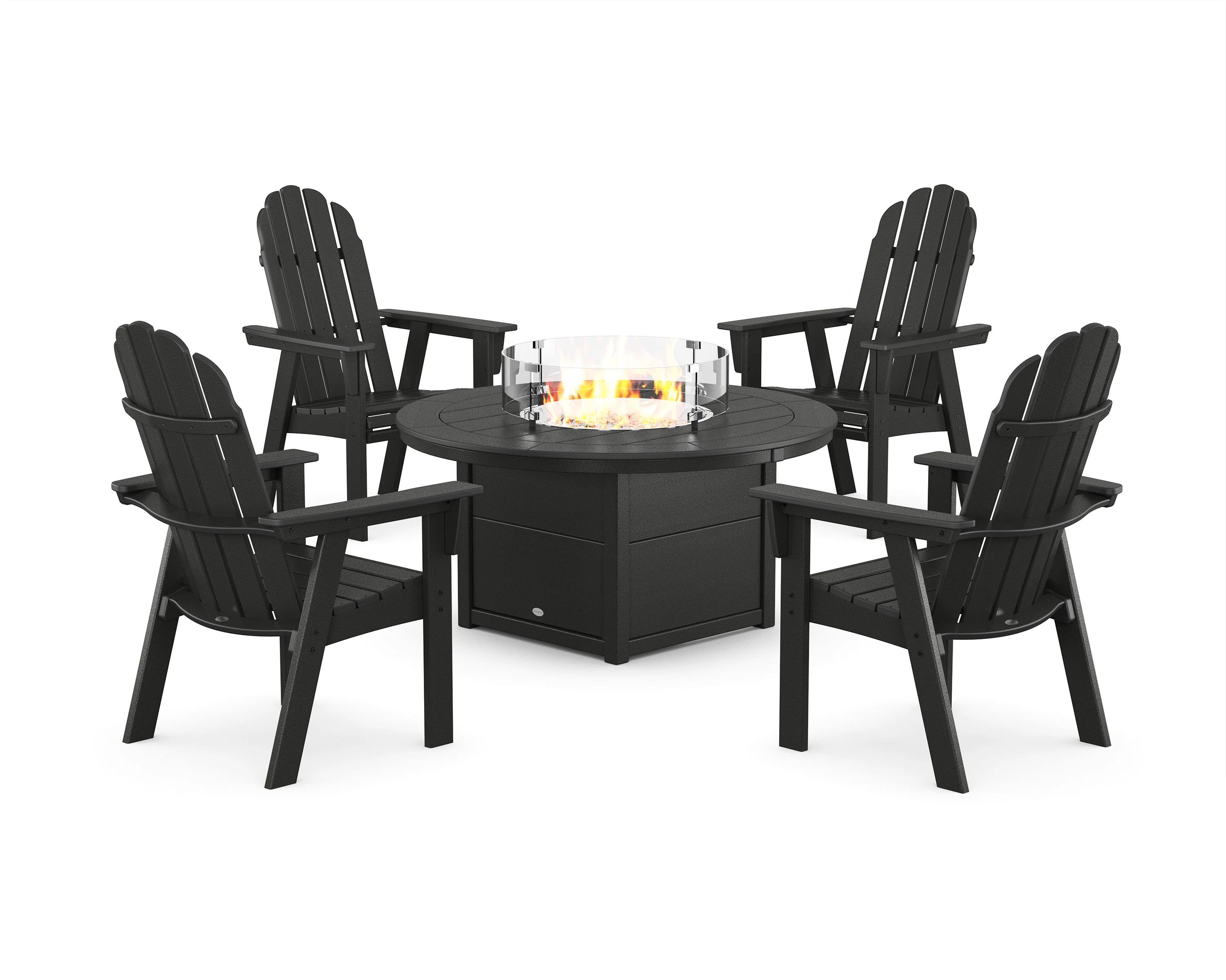 Vineyard 4-Piece Curveback Upright Adirondack Conversation Set with Fire Pit Table - Image 10