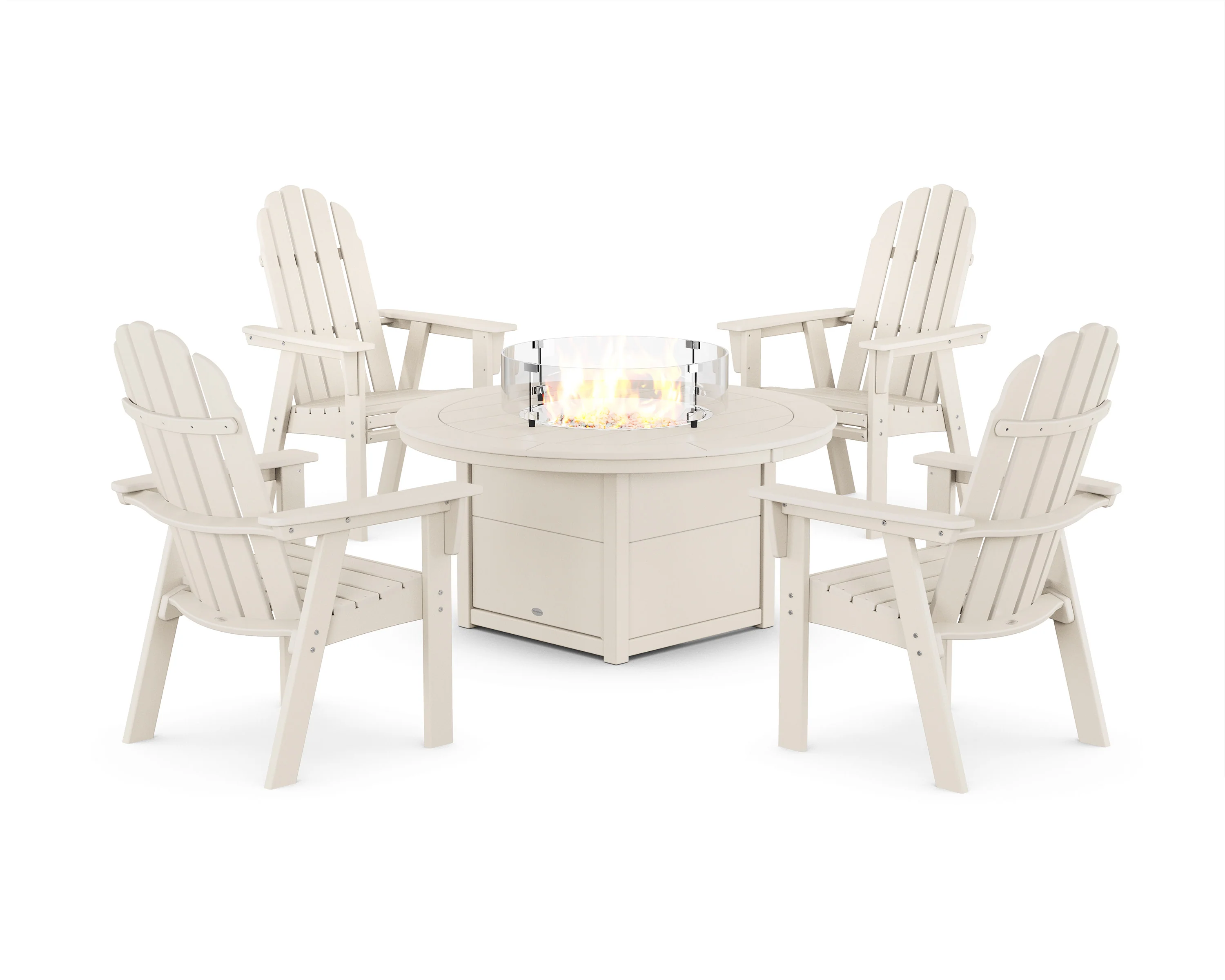Vineyard 4-Piece Curveback Upright Adirondack Conversation Set with Fire Pit Table - Image 2