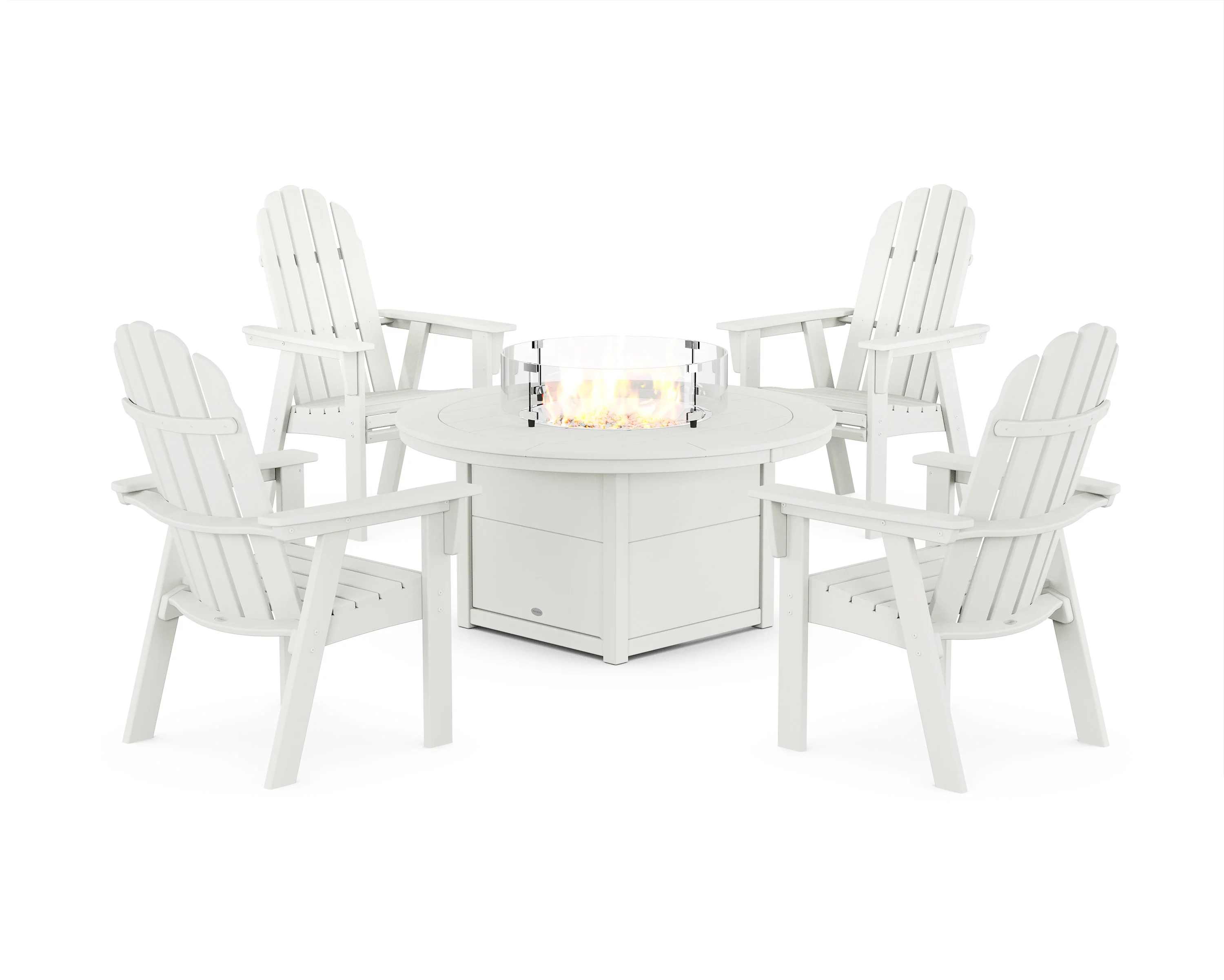 Vineyard 4-Piece Curveback Upright Adirondack Conversation Set with Fire Pit Table - Image 3
