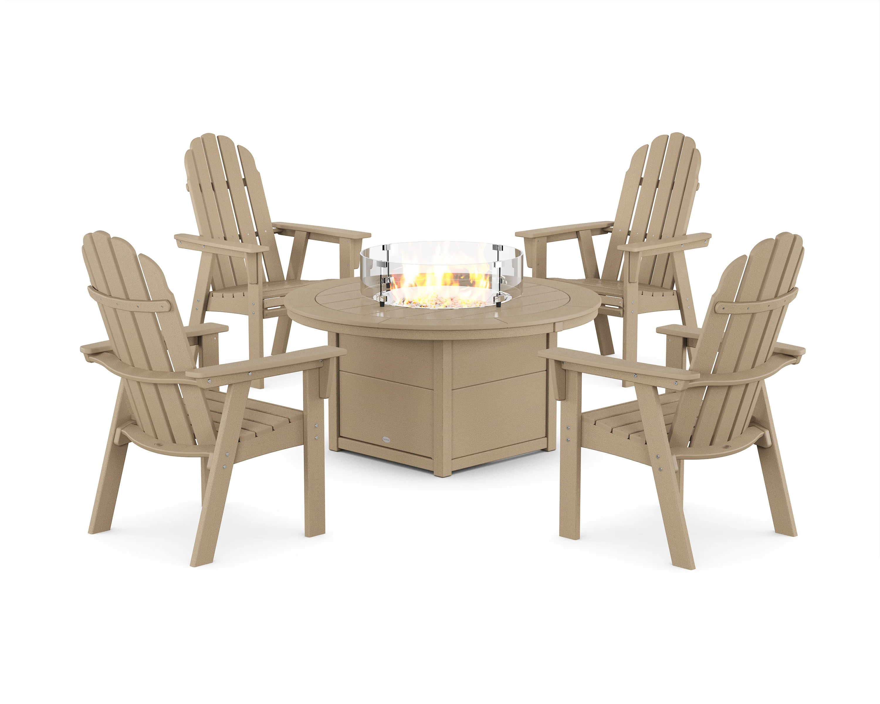 Vineyard 4-Piece Curveback Upright Adirondack Conversation Set with Fire Pit Table - Image 5
