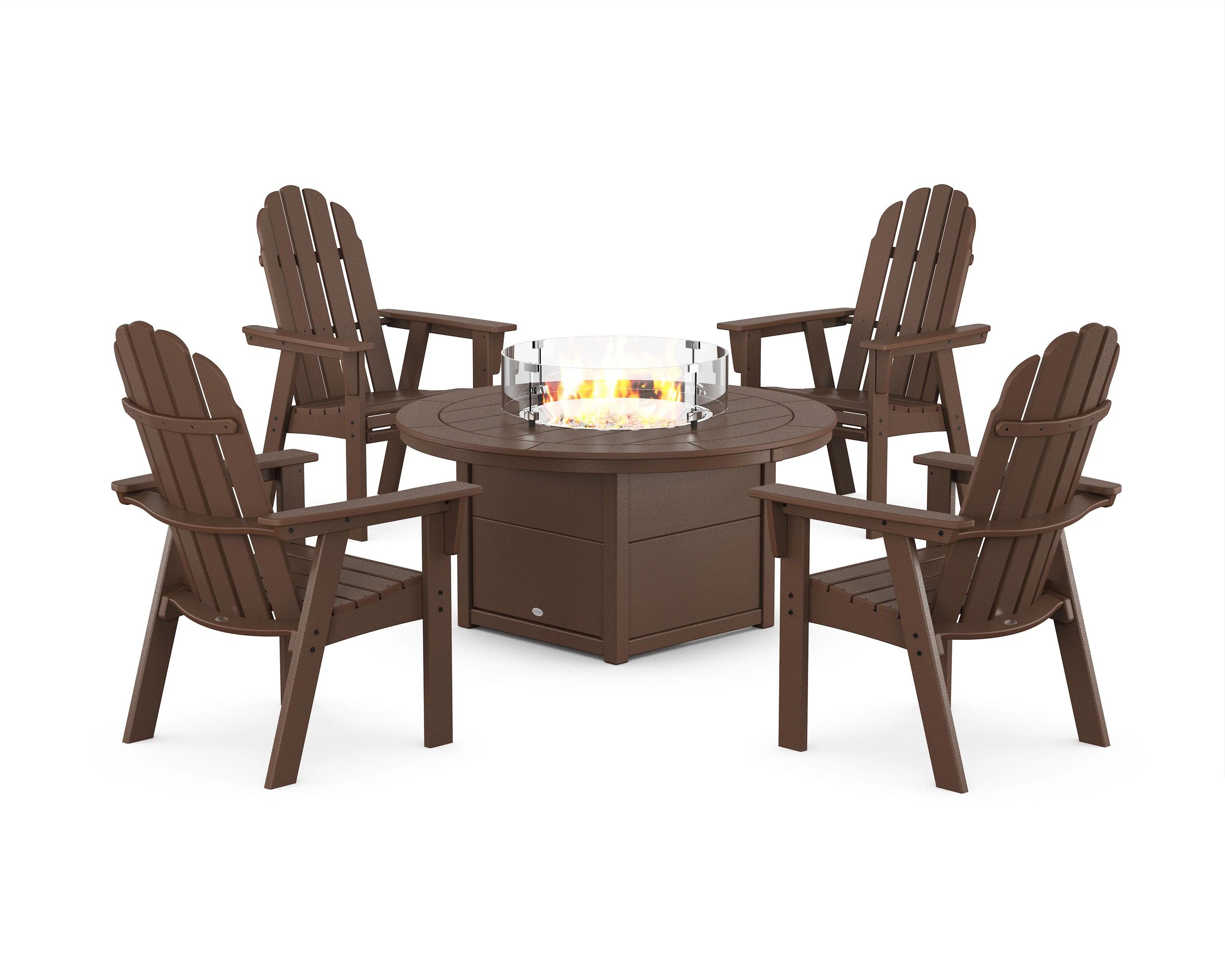 Vineyard 4-Piece Curveback Upright Adirondack Conversation Set with Fire Pit Table - Image 6