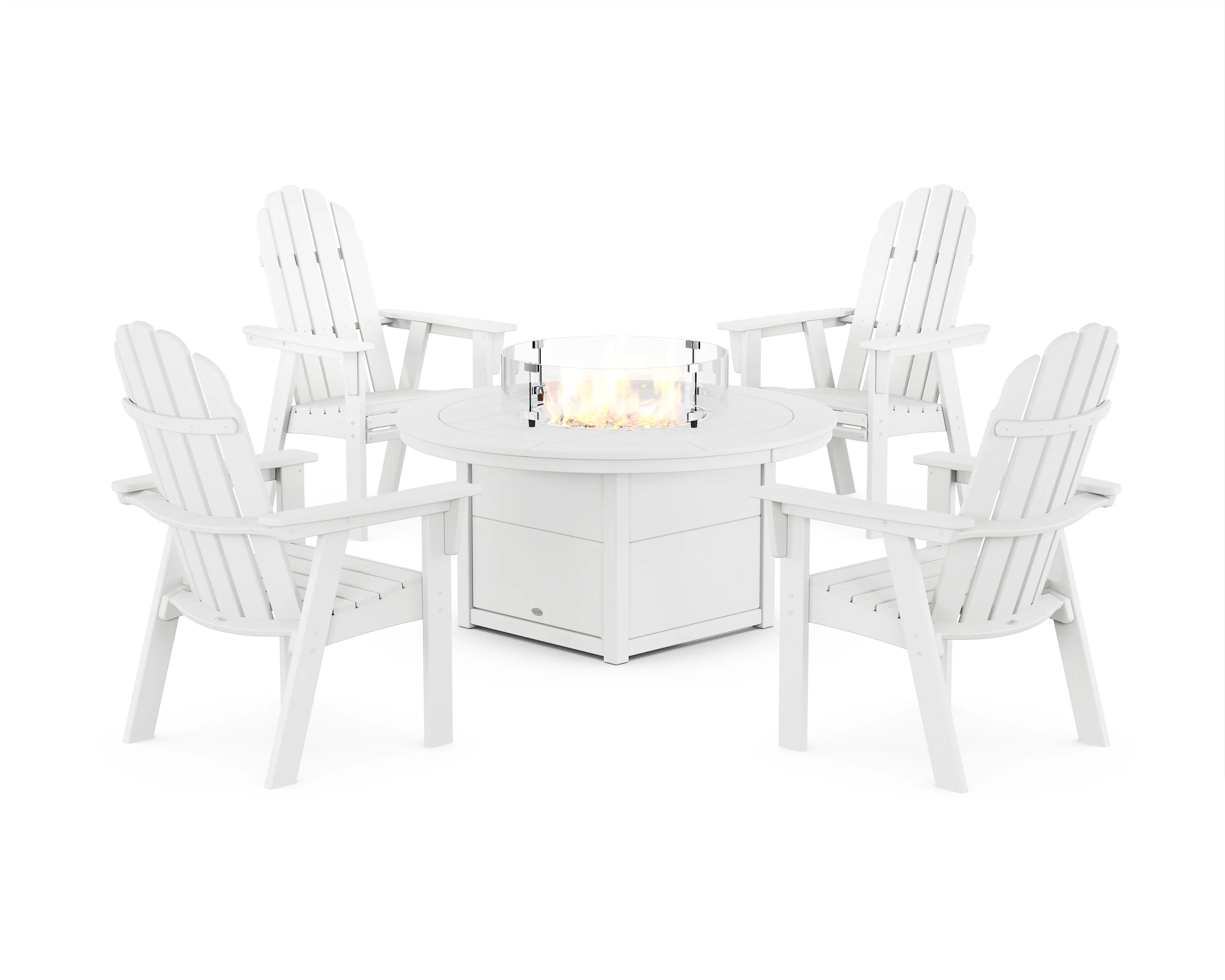 Vineyard 4-Piece Curveback Upright Adirondack Conversation Set with Fire Pit Table - Image 7