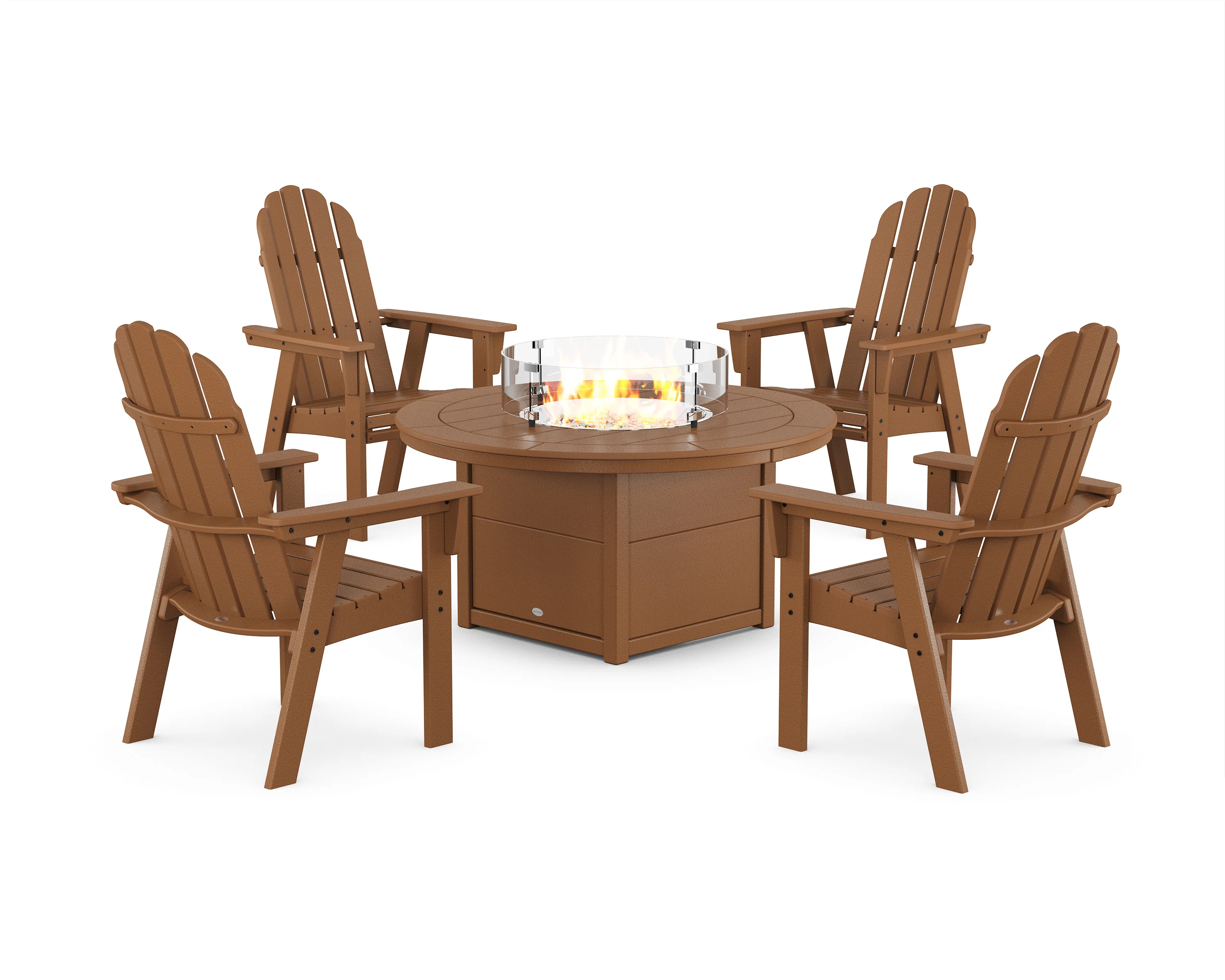 Vineyard 4-Piece Curveback Upright Adirondack Conversation Set with Fire Pit Table - Image 8