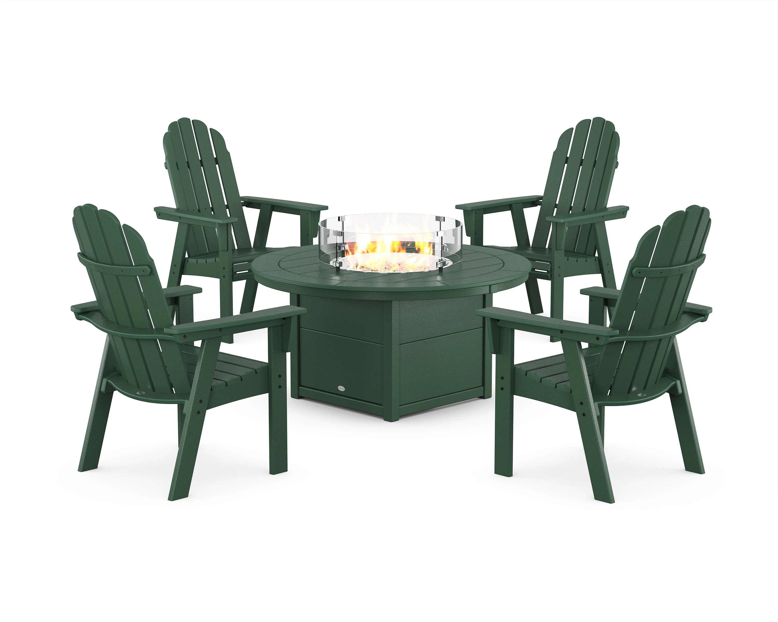 Vineyard 4-Piece Curveback Upright Adirondack Conversation Set with Fire Pit Table - Image 9