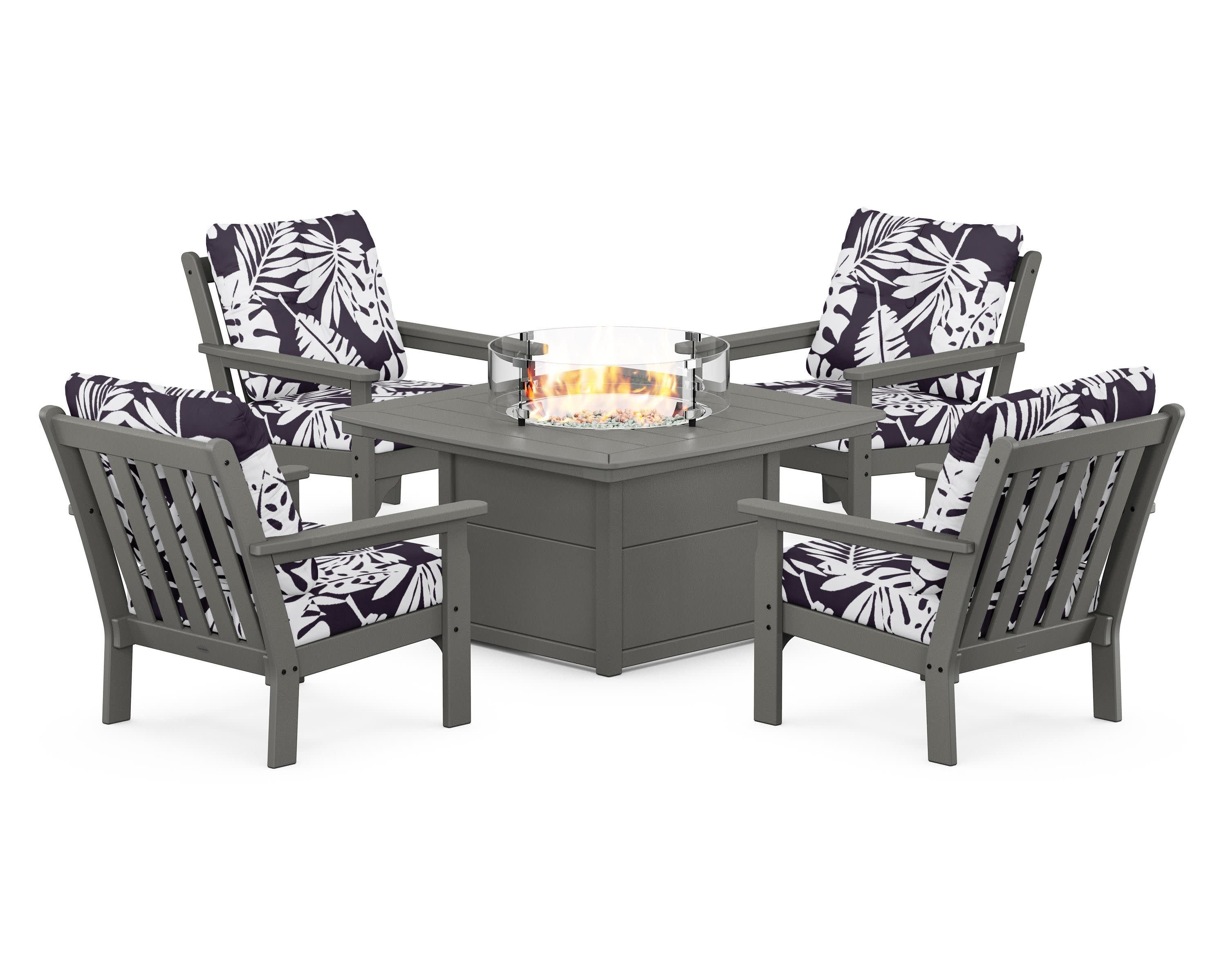Vineyard 5-Piece Conversation Set with Fire Pit Table - Image 109