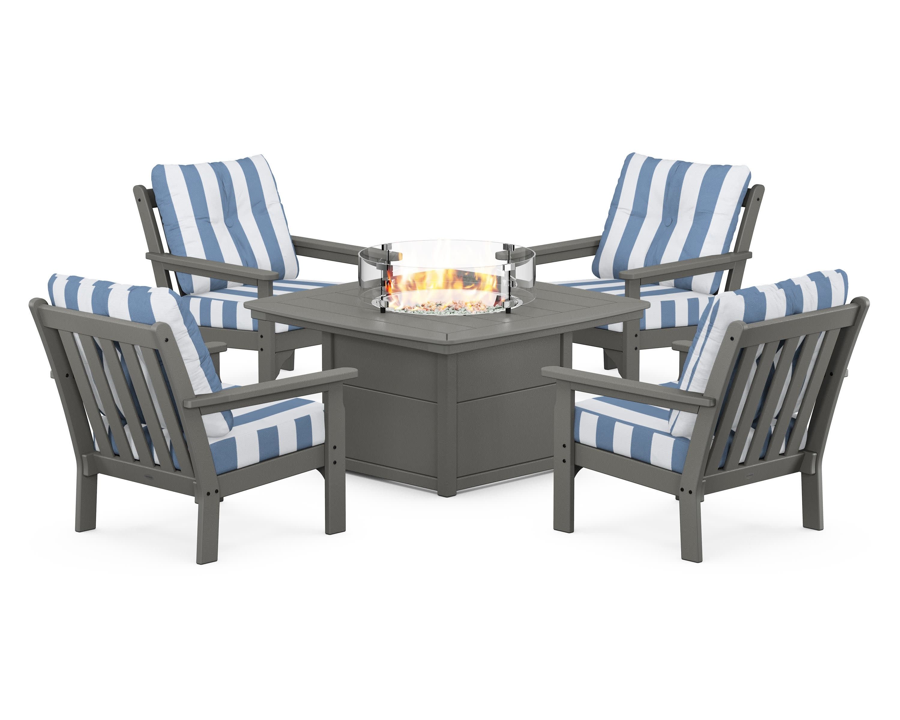 Vineyard 5-Piece Conversation Set with Fire Pit Table - Image 114