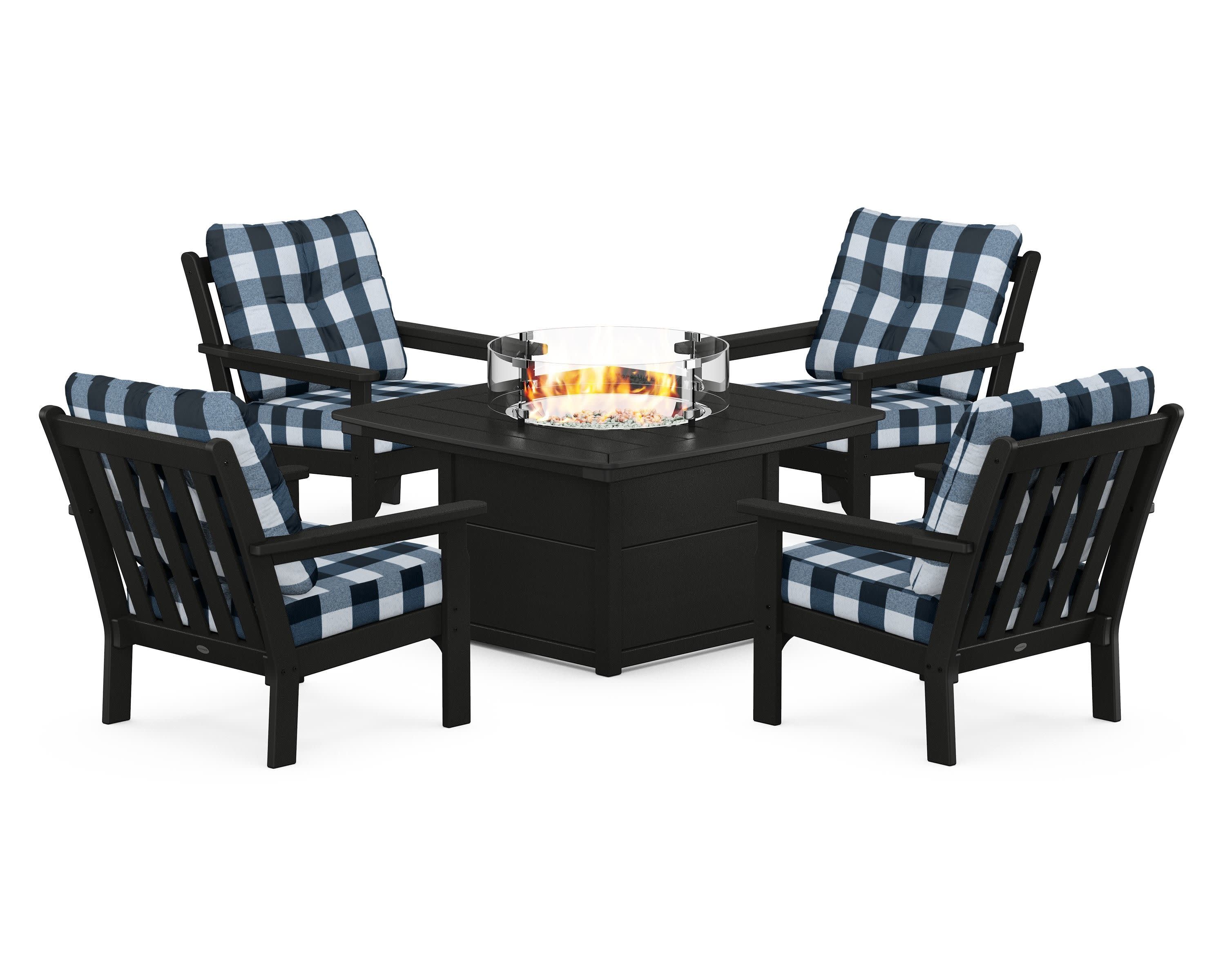 Vineyard 5-Piece Conversation Set with Fire Pit Table - Image 116