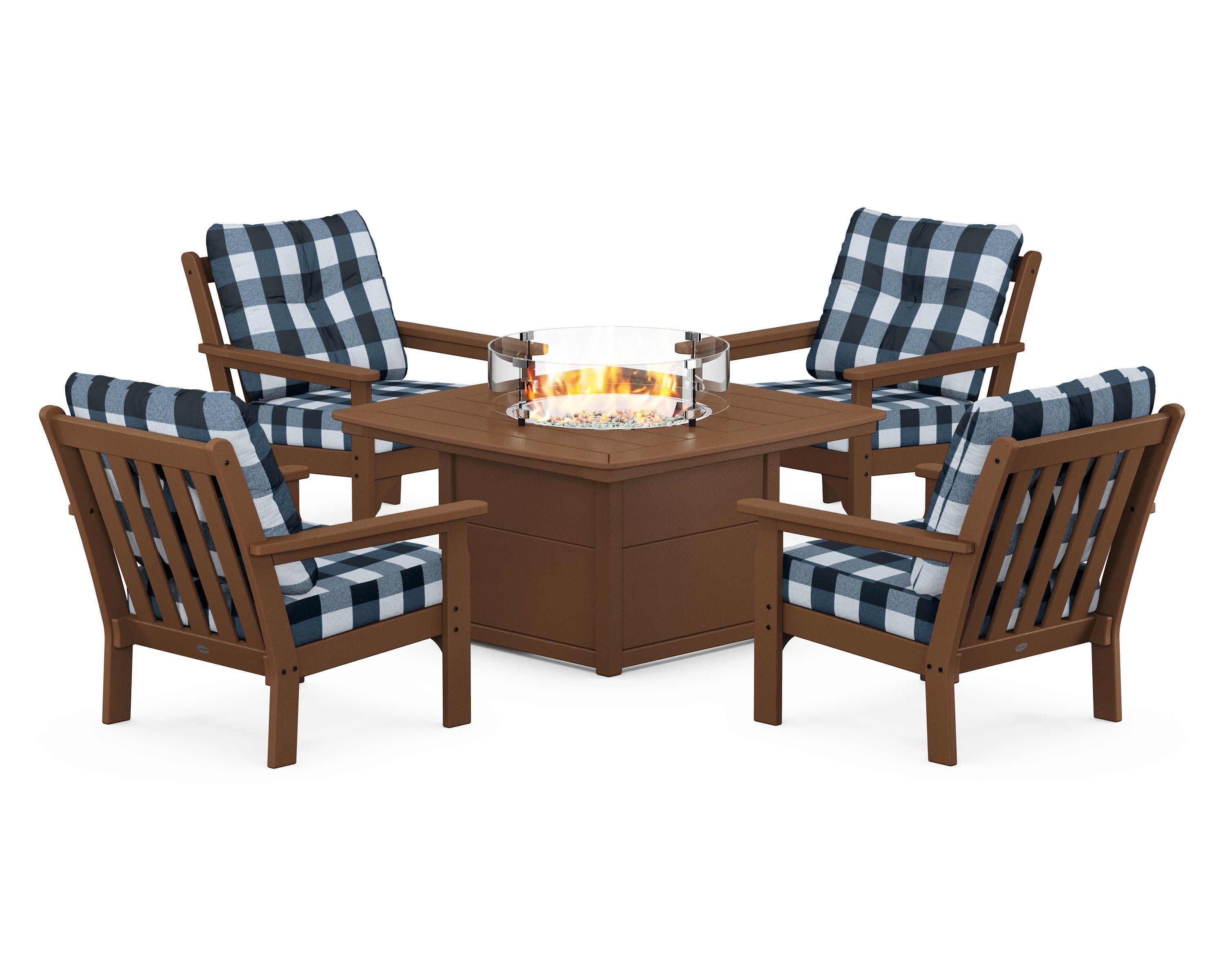 Vineyard 5-Piece Conversation Set with Fire Pit Table - Image 140