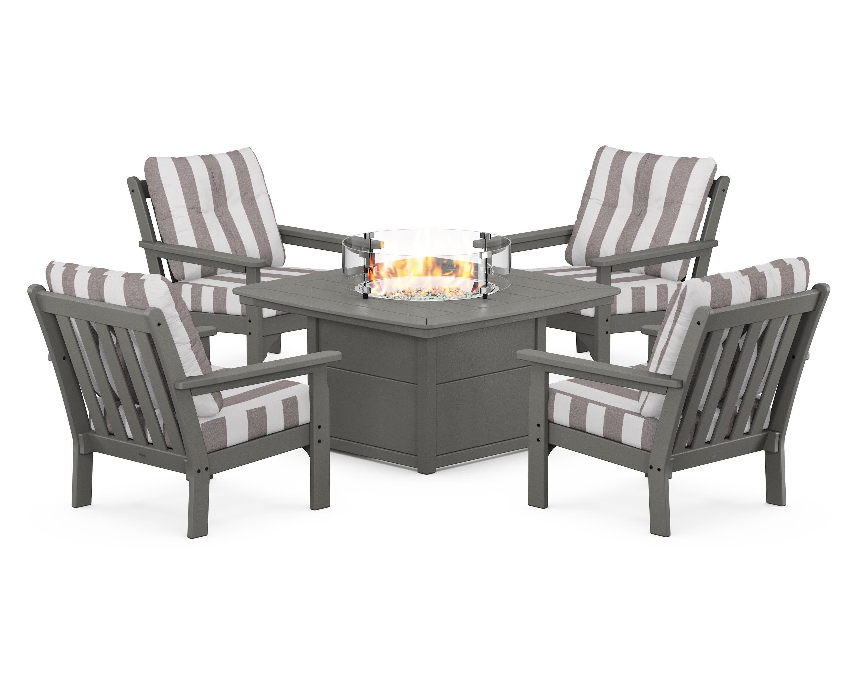 Vineyard 5-Piece Conversation Set with Fire Pit Table - Image 142