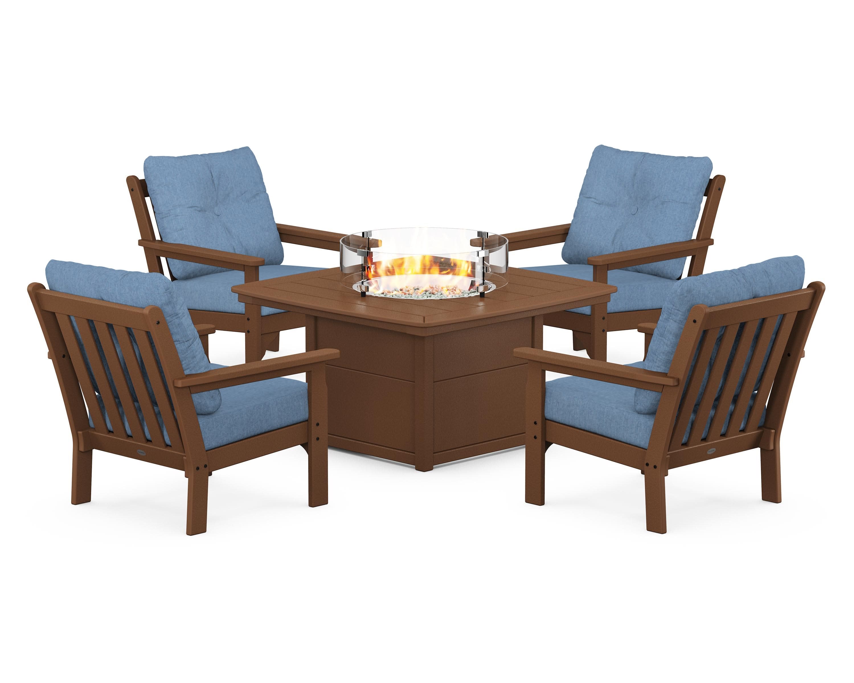 Vineyard 5-Piece Conversation Set with Fire Pit Table - Image 145