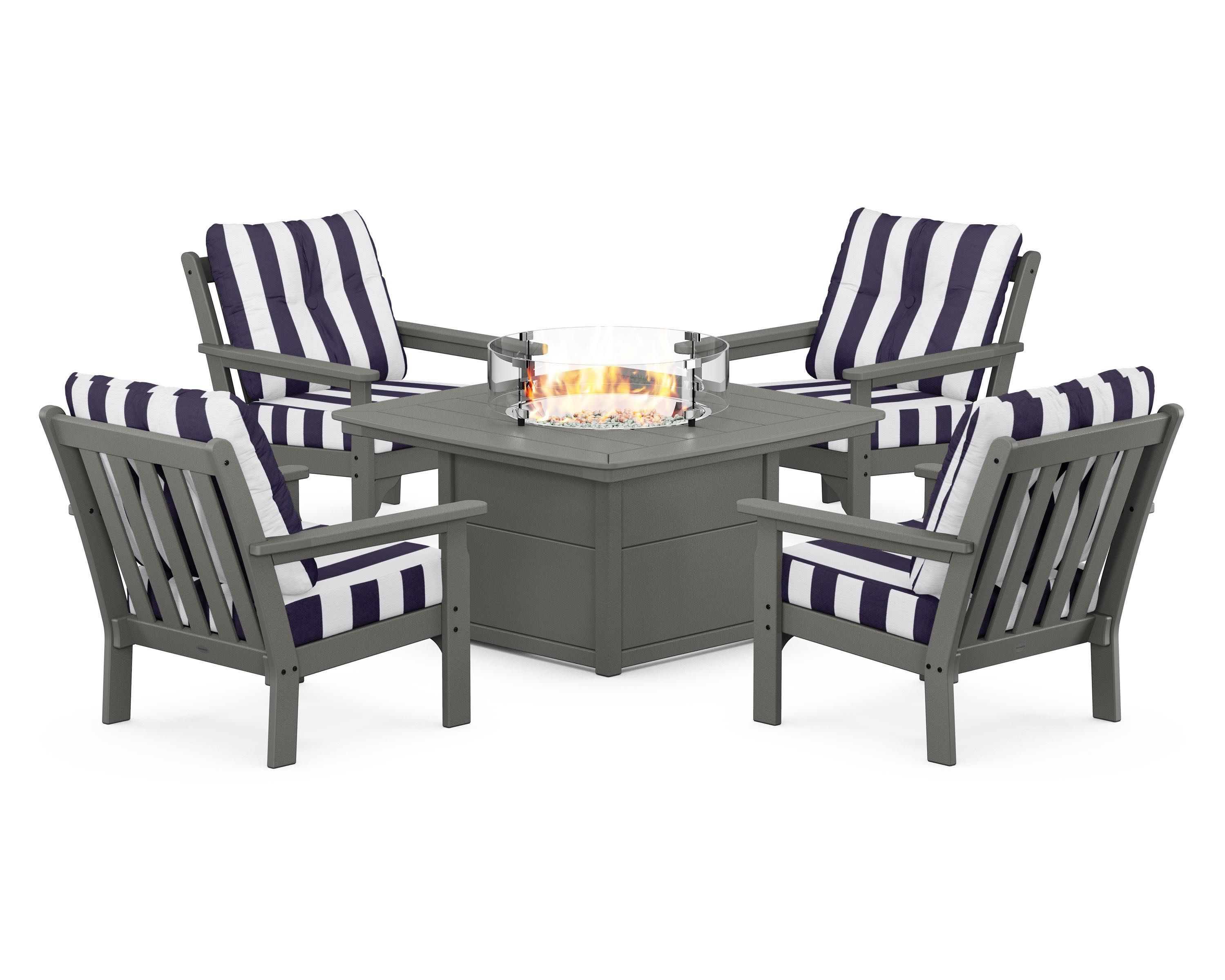 Vineyard 5-Piece Conversation Set with Fire Pit Table - Image 148