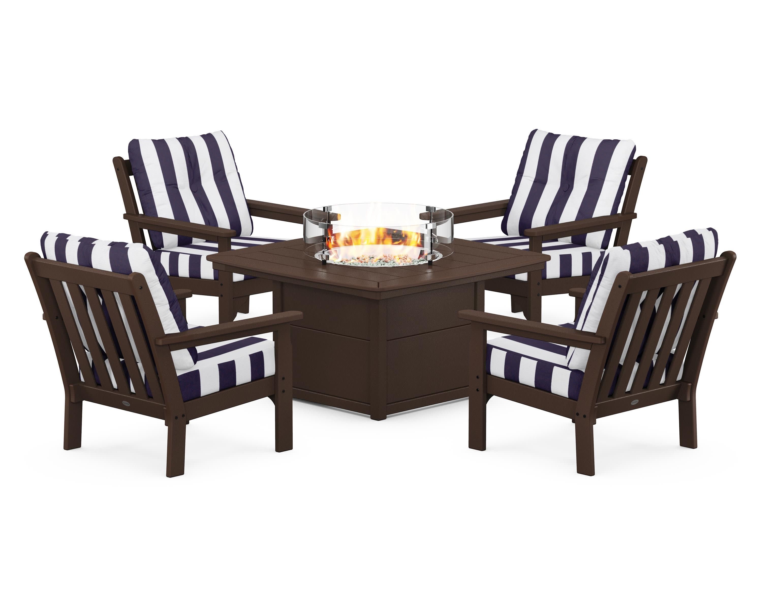 Vineyard 5-Piece Conversation Set with Fire Pit Table - Image 150