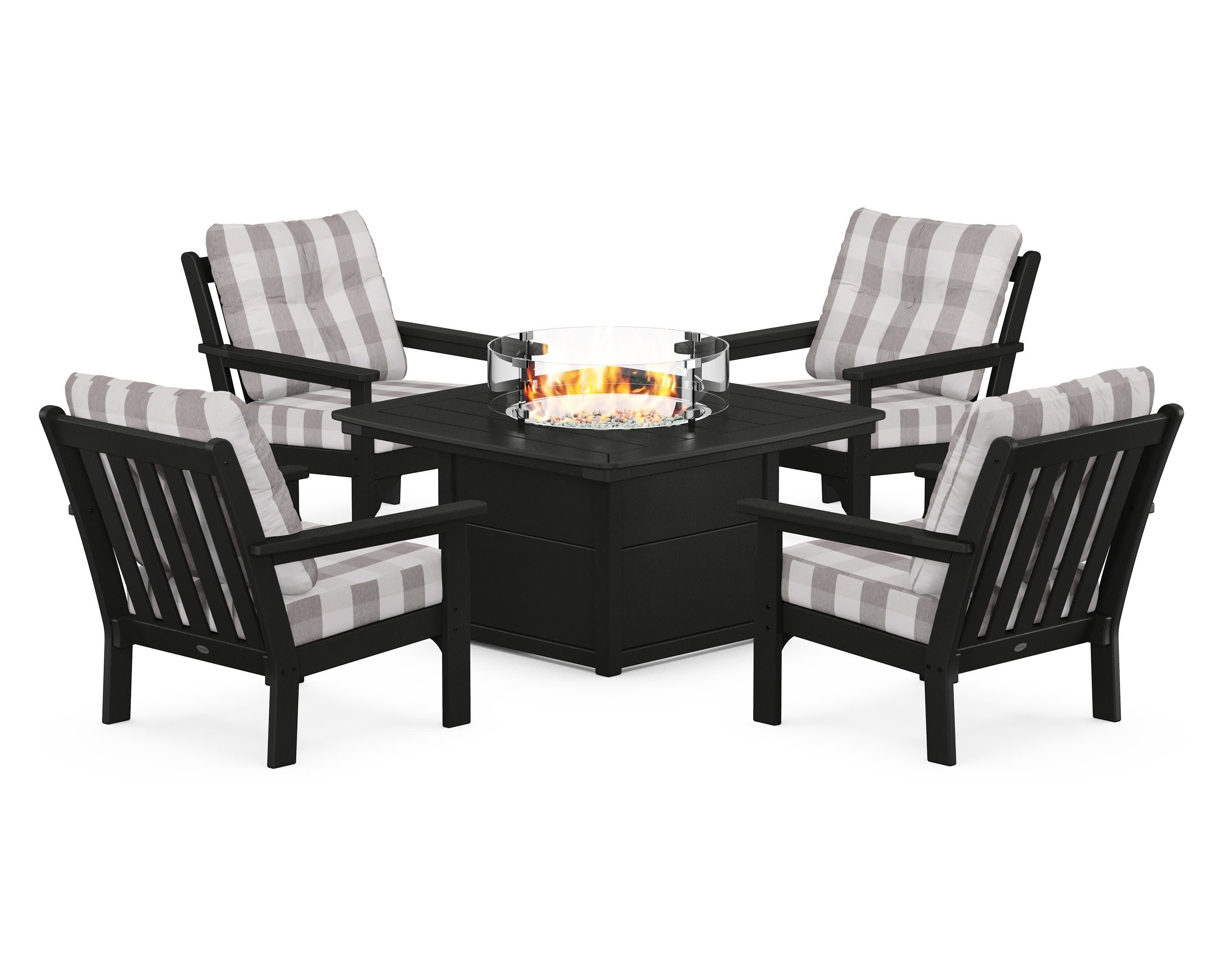 Vineyard 5-Piece Conversation Set with Fire Pit Table - Image 154
