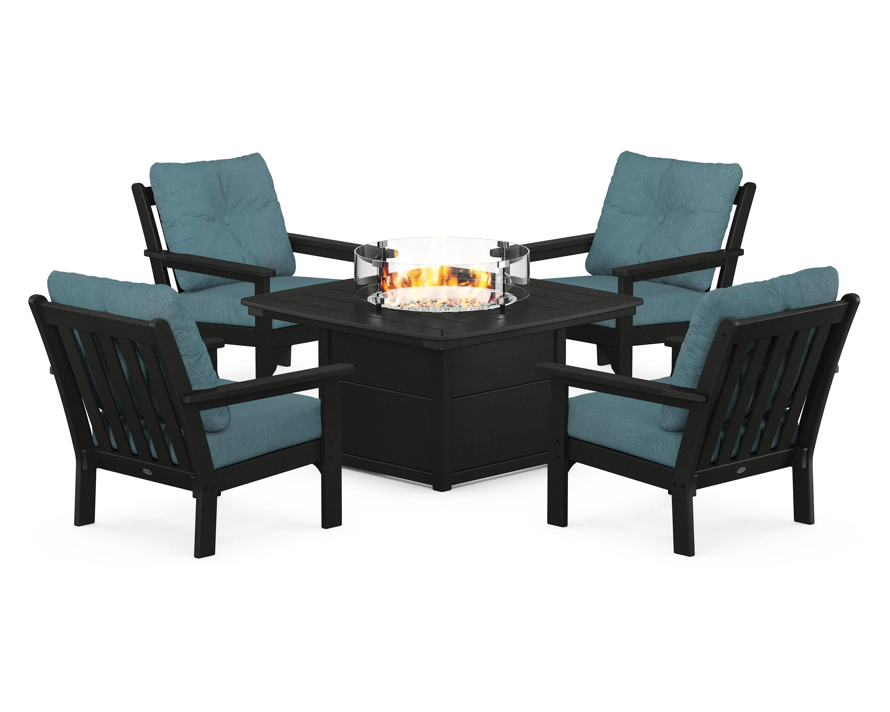 Vineyard 5-Piece Conversation Set with Fire Pit Table - Image 158