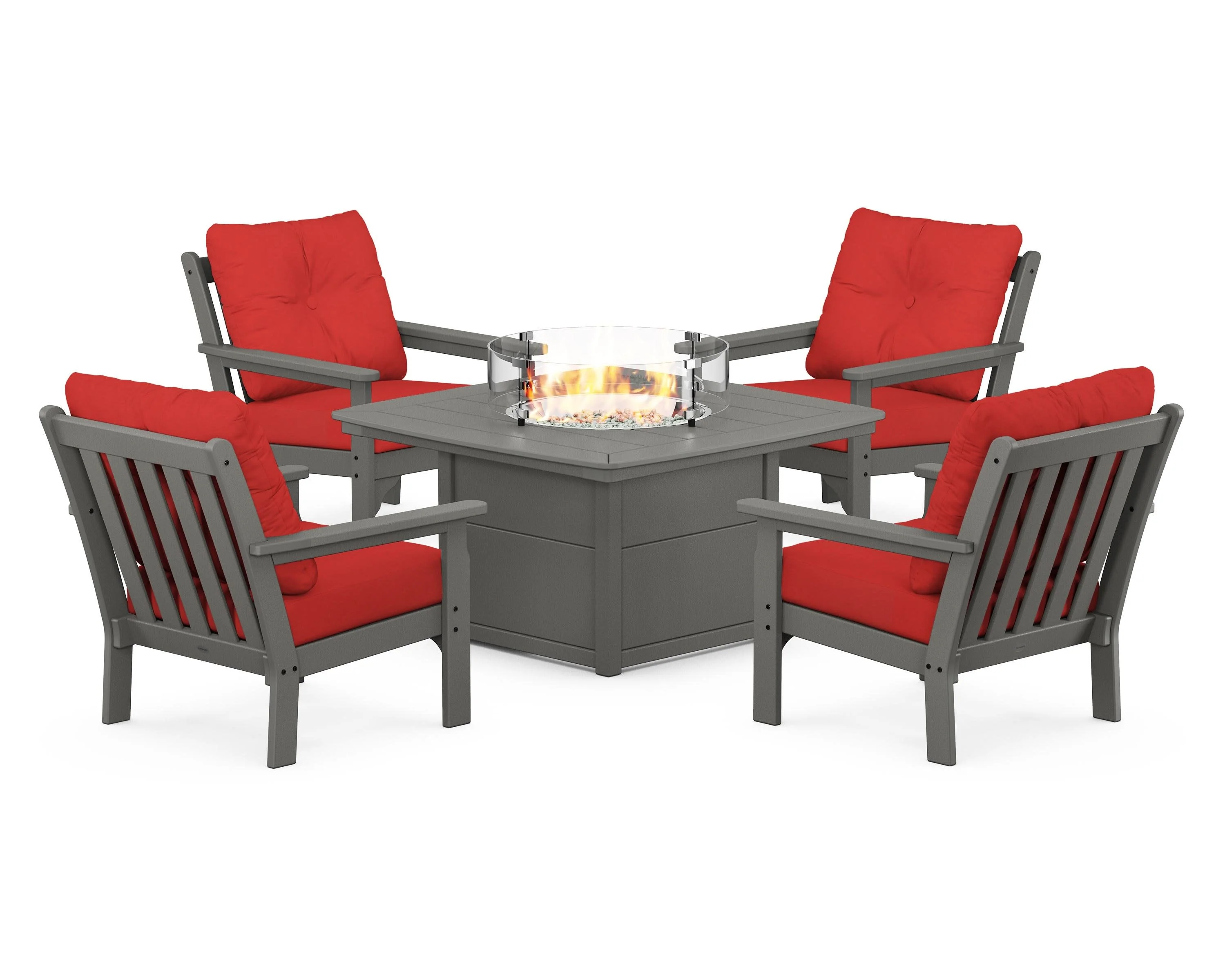 Vineyard 5-Piece Conversation Set with Fire Pit Table - Image 165