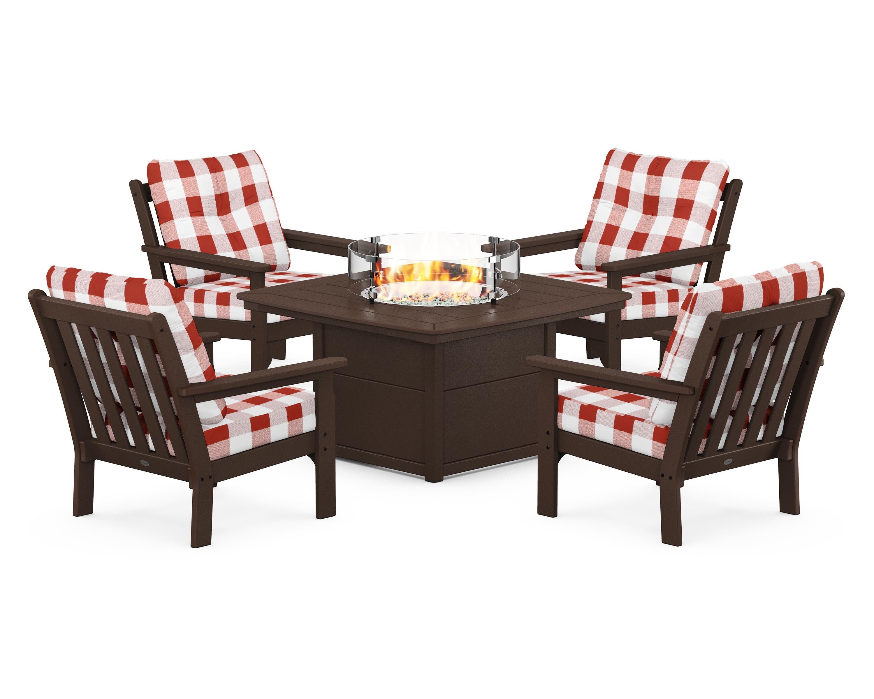 Vineyard 5-Piece Conversation Set with Fire Pit Table - Image 166