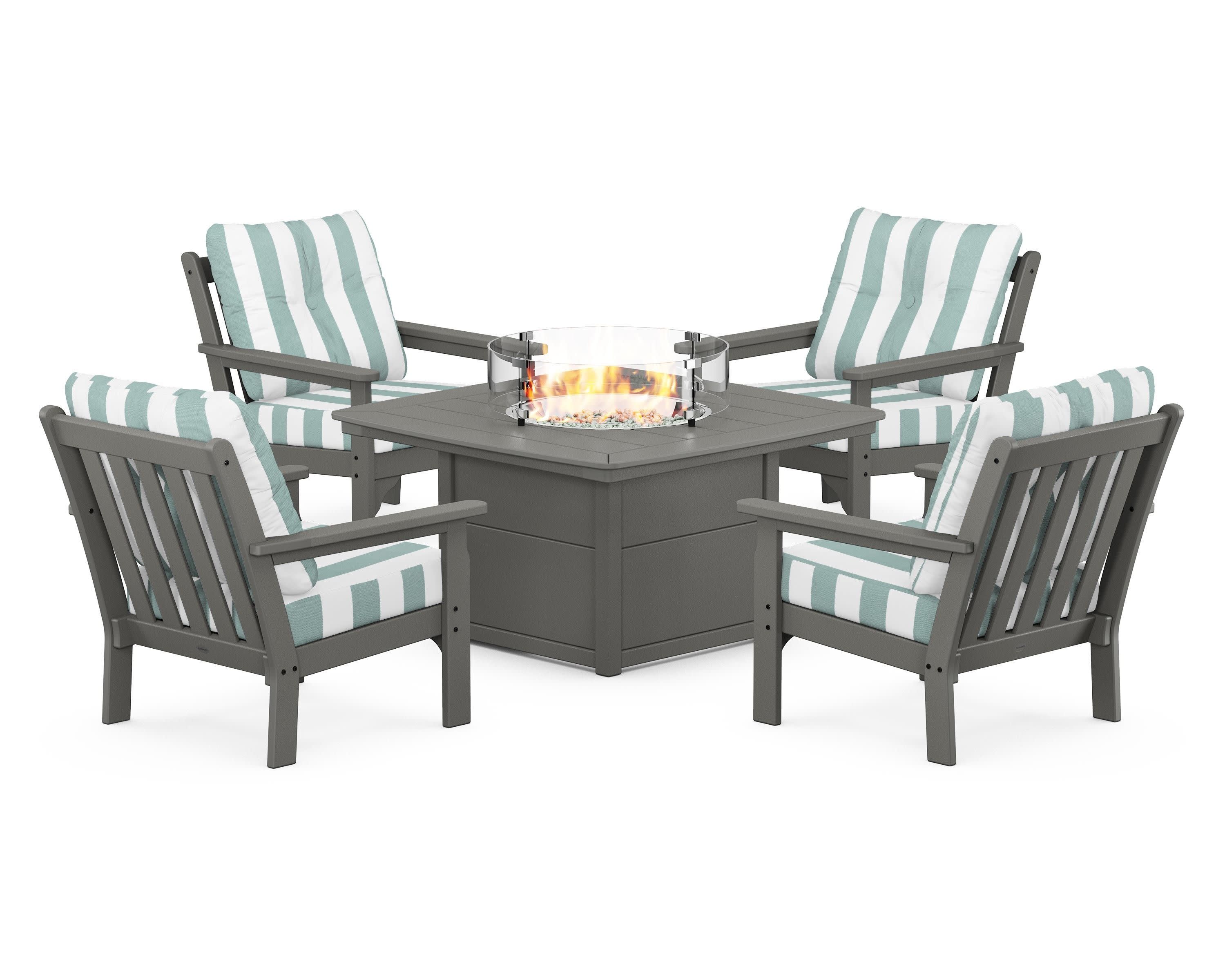 Vineyard 5-Piece Conversation Set with Fire Pit Table - Image 188