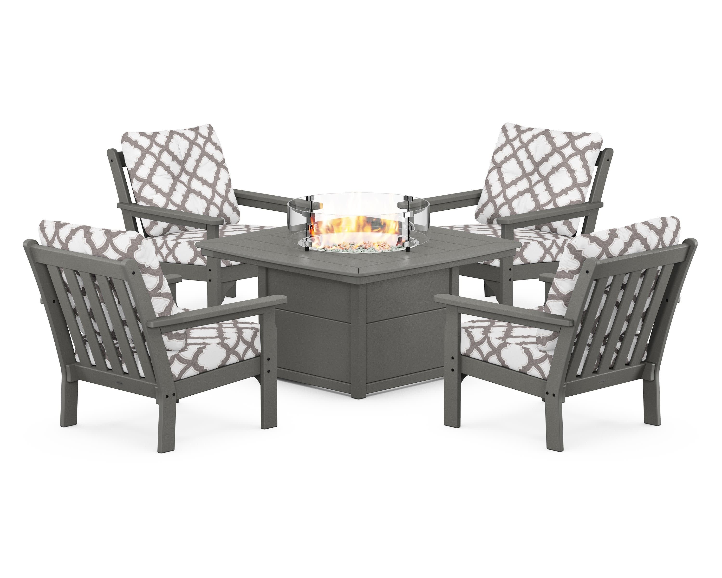 Vineyard 5-Piece Conversation Set with Fire Pit Table - Image 203