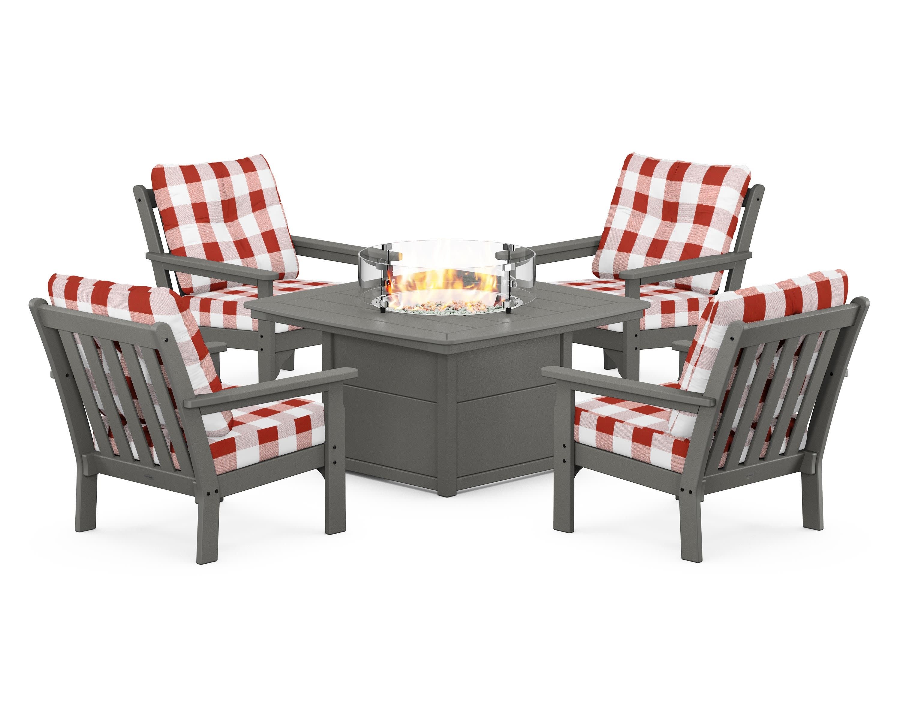 Vineyard 5-Piece Conversation Set with Fire Pit Table - Image 206
