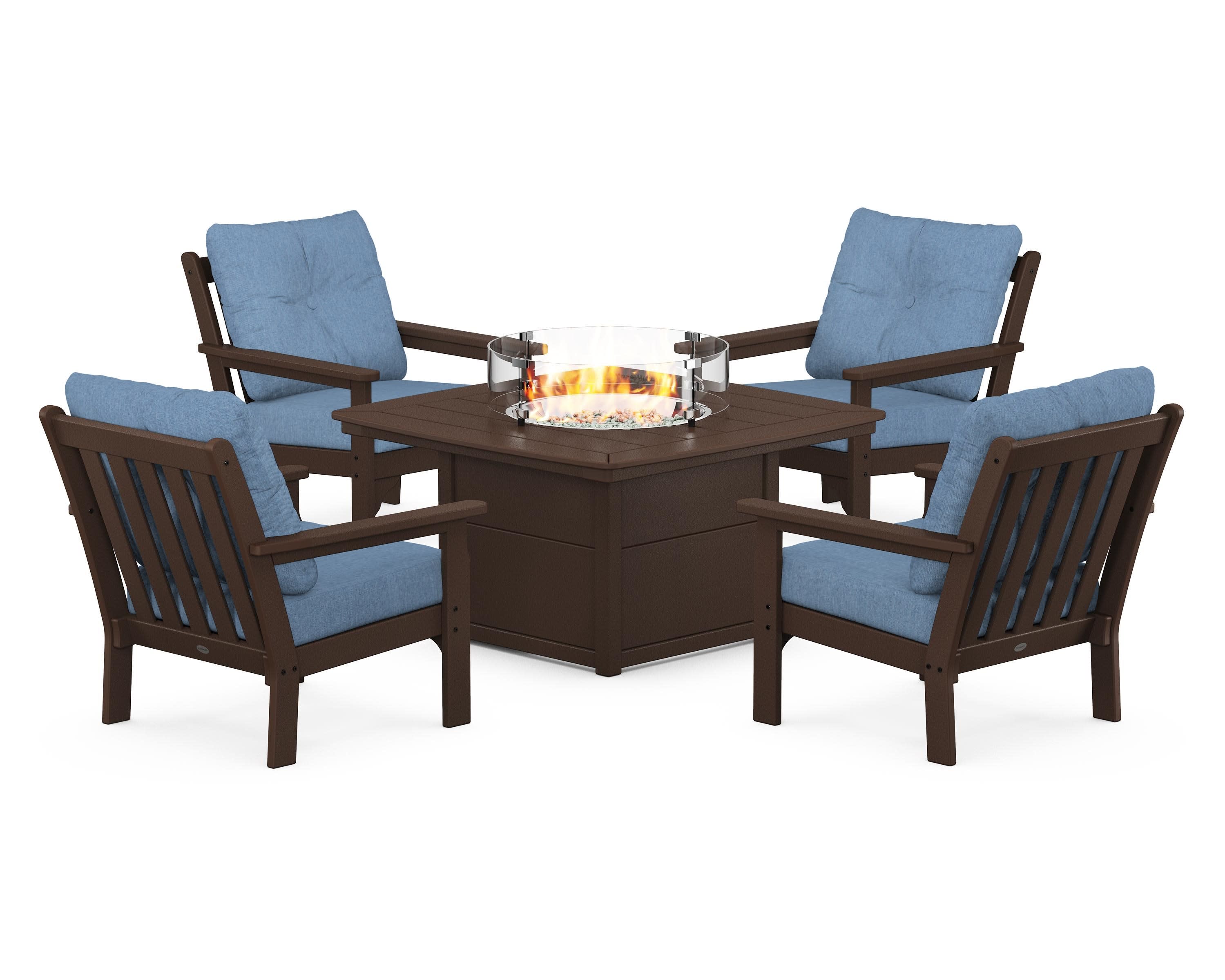 Vineyard 5-Piece Conversation Set with Fire Pit Table - Image 207