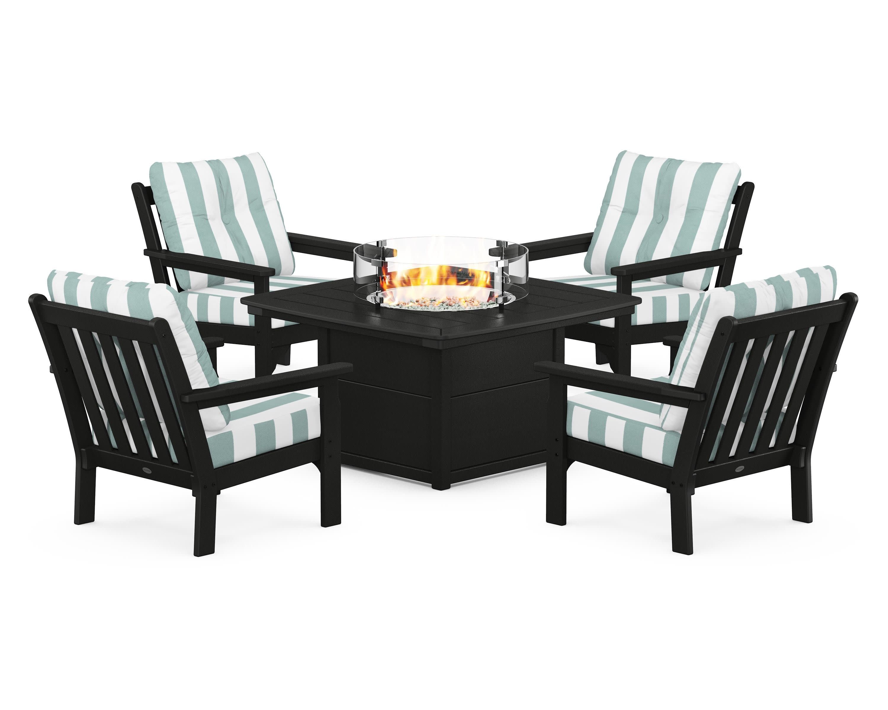 Vineyard 5-Piece Conversation Set with Fire Pit Table - Image 25