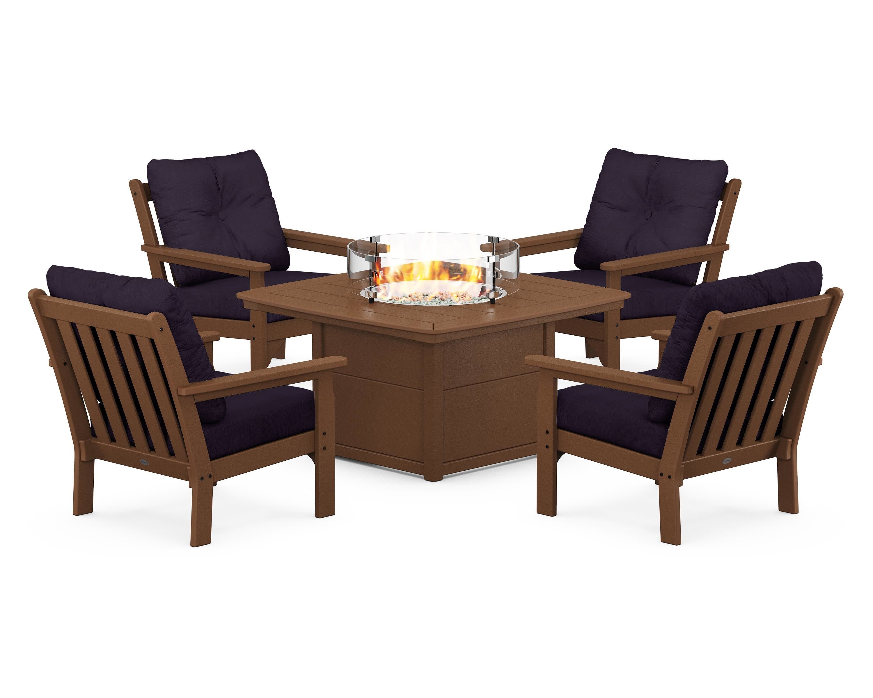 Vineyard 5-Piece Conversation Set with Fire Pit Table - Image 39