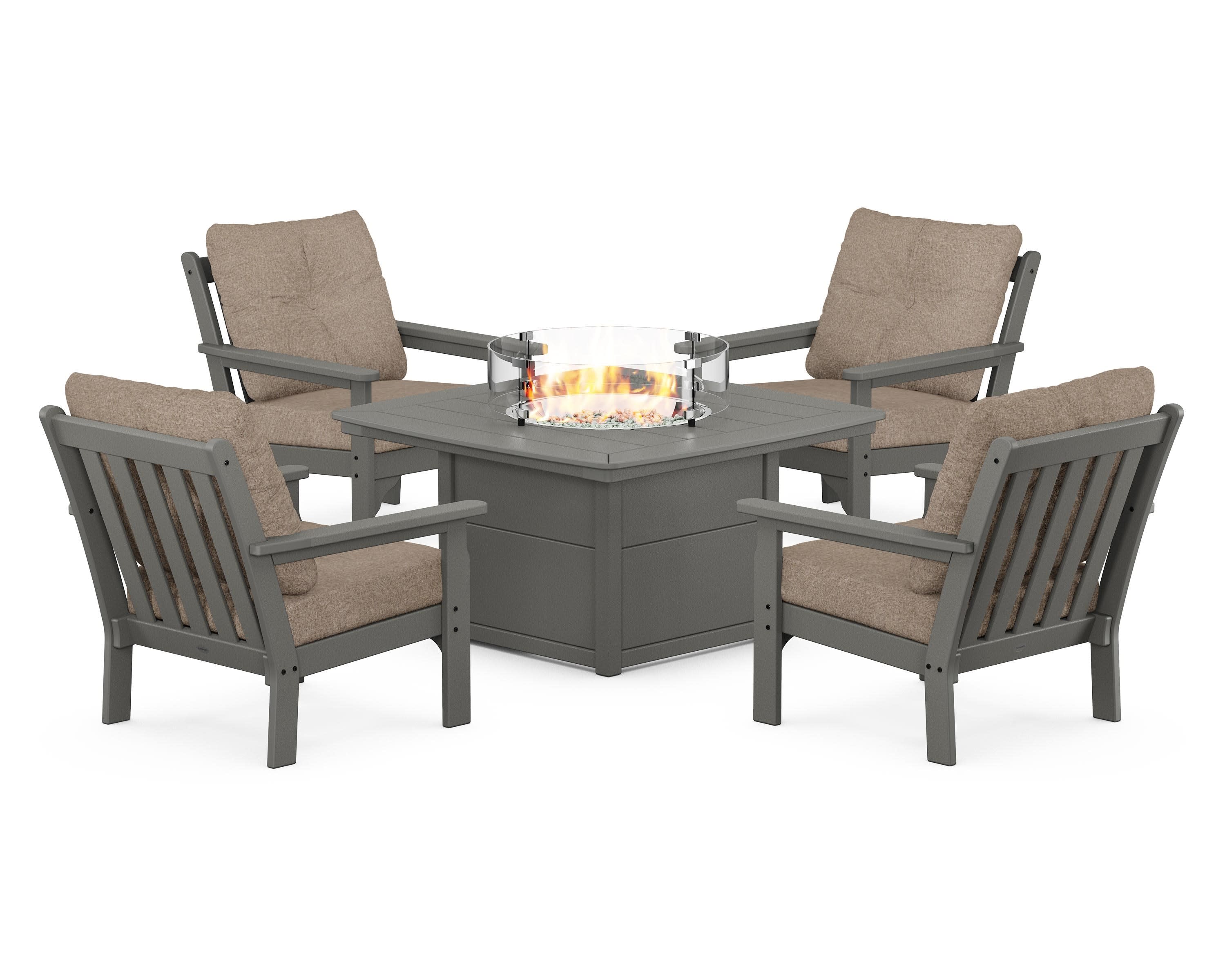 Vineyard 5-Piece Conversation Set with Fire Pit Table - Image 88