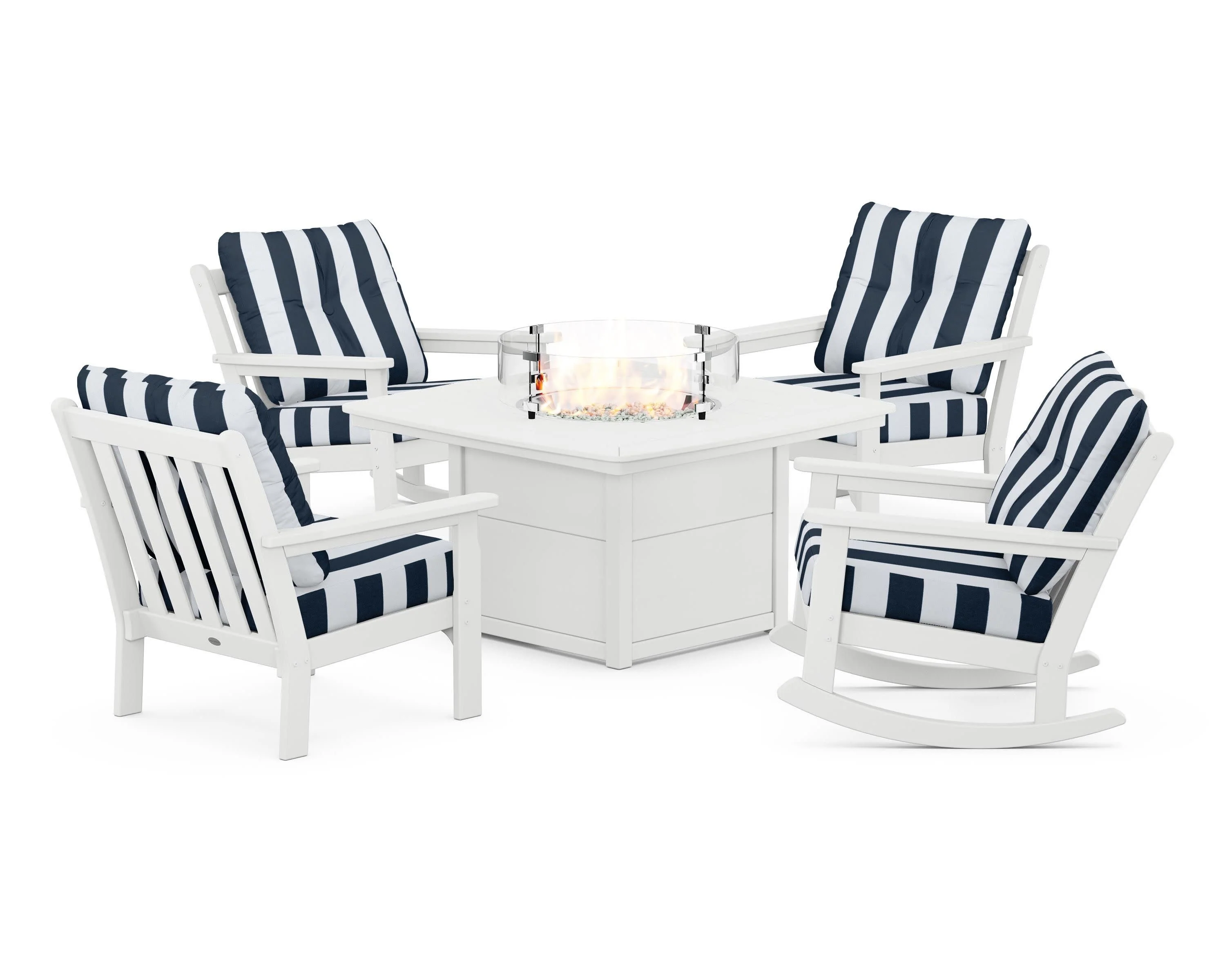 Vineyard 5-Piece Deep Seating Rocking Chair Conversation Set with Fire Pit Table - Image 10