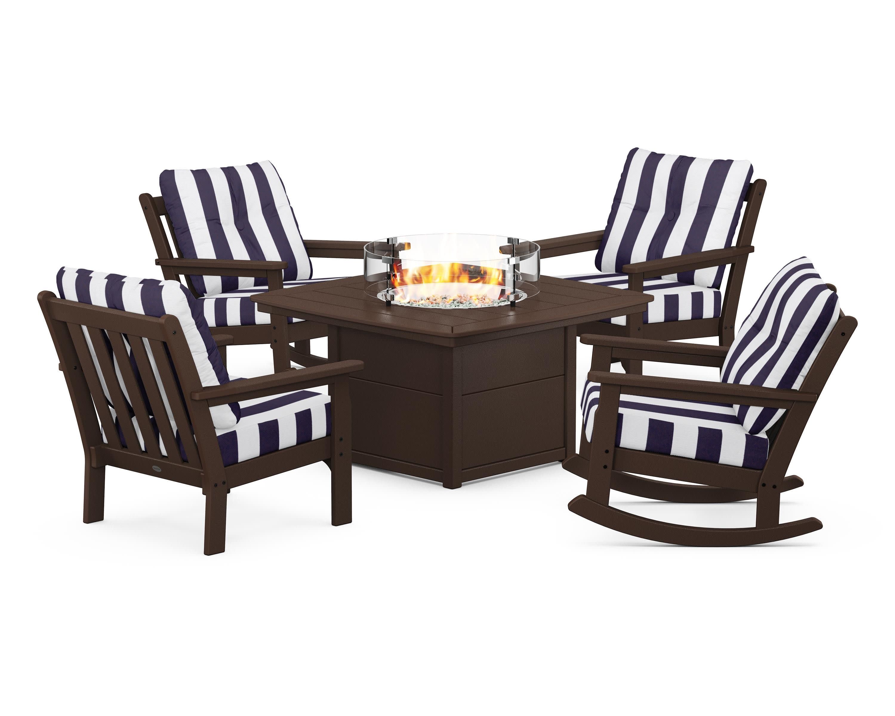 Vineyard 5-Piece Deep Seating Rocking Chair Conversation Set with Fire Pit Table - Image 103