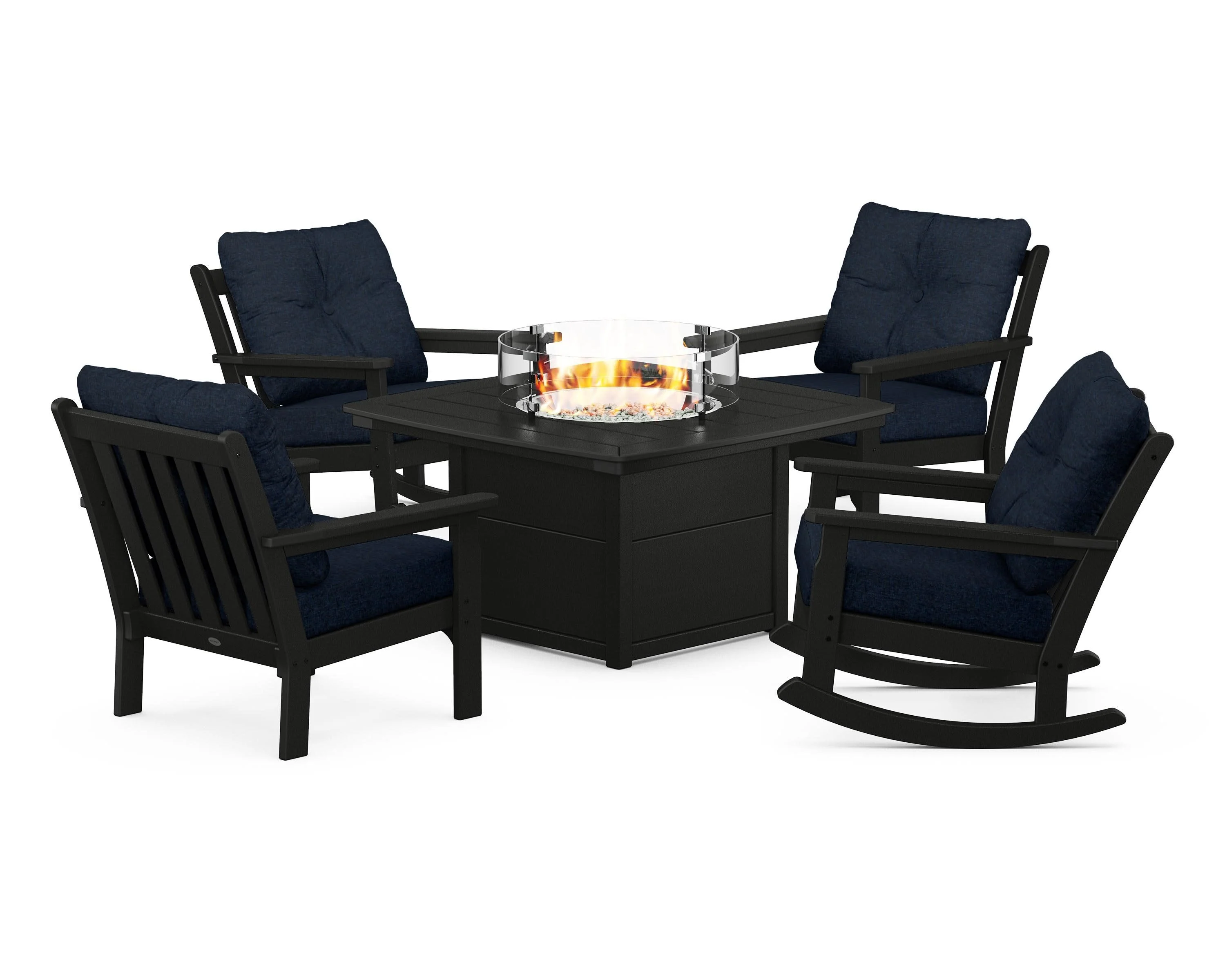 Vineyard 5-Piece Deep Seating Rocking Chair Conversation Set with Fire Pit Table - Image 109