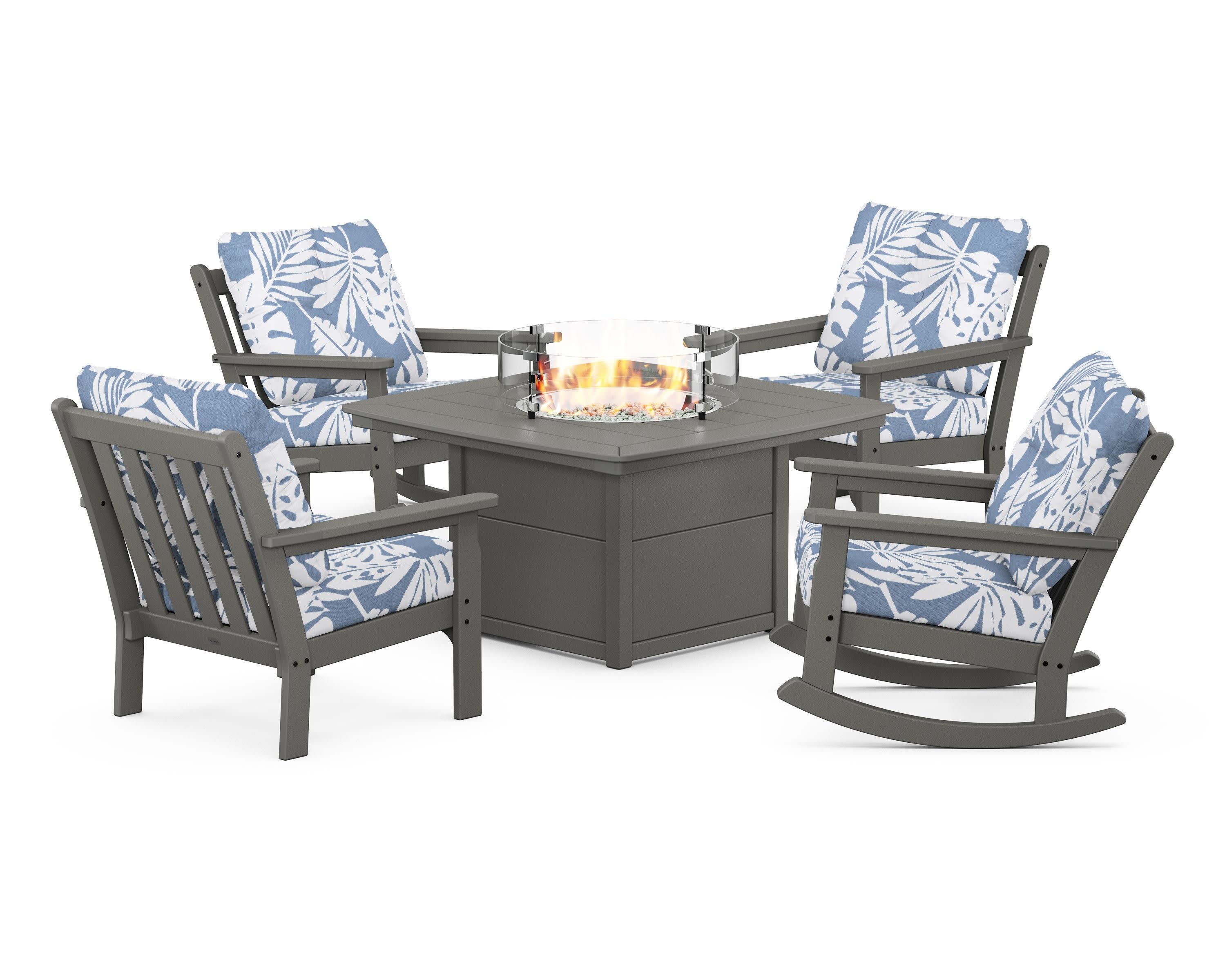 Vineyard 5-Piece Deep Seating Rocking Chair Conversation Set with Fire Pit Table - Image 113