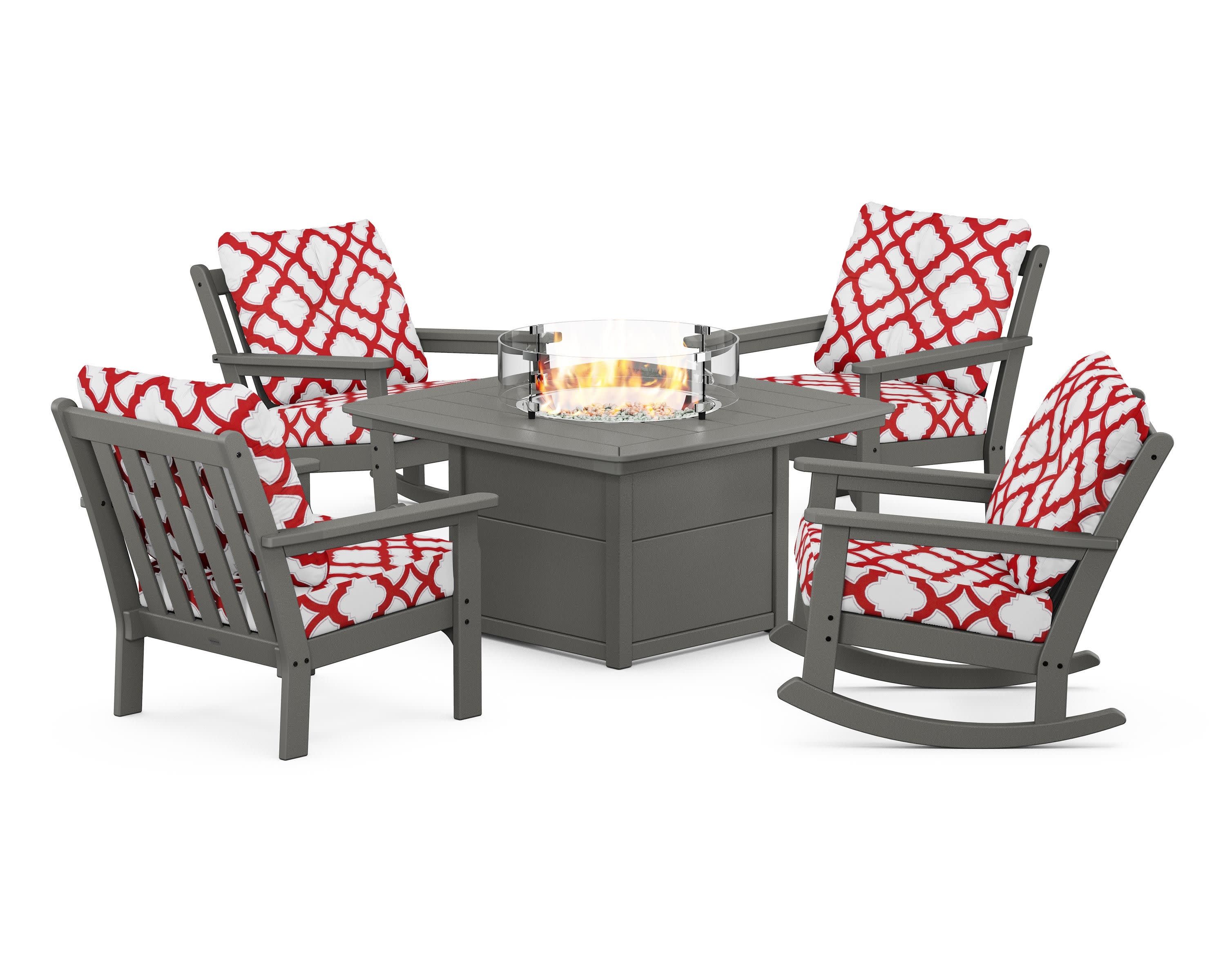 Vineyard 5-Piece Deep Seating Rocking Chair Conversation Set with Fire Pit Table - Image 122