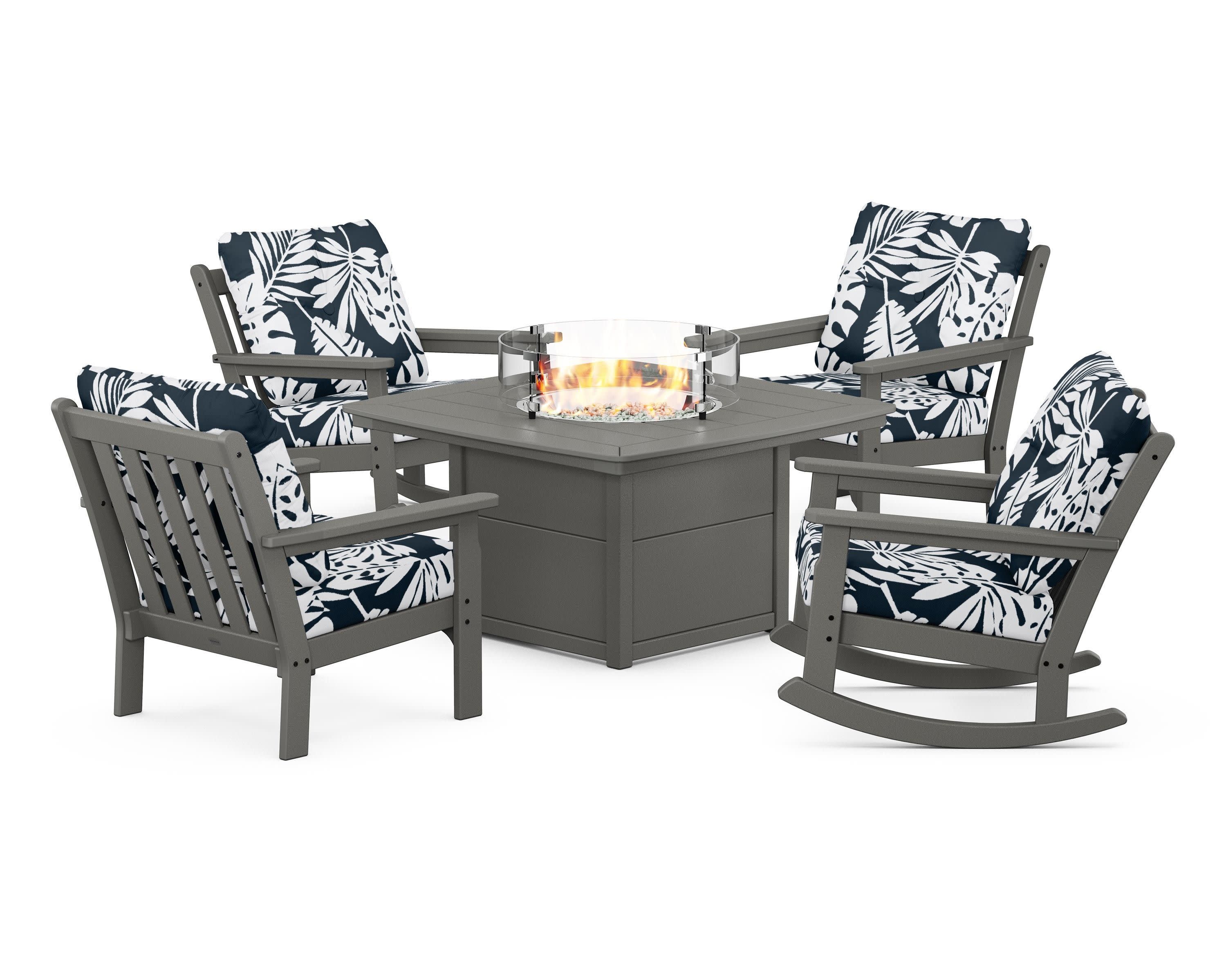 Vineyard 5-Piece Deep Seating Rocking Chair Conversation Set with Fire Pit Table - Image 124
