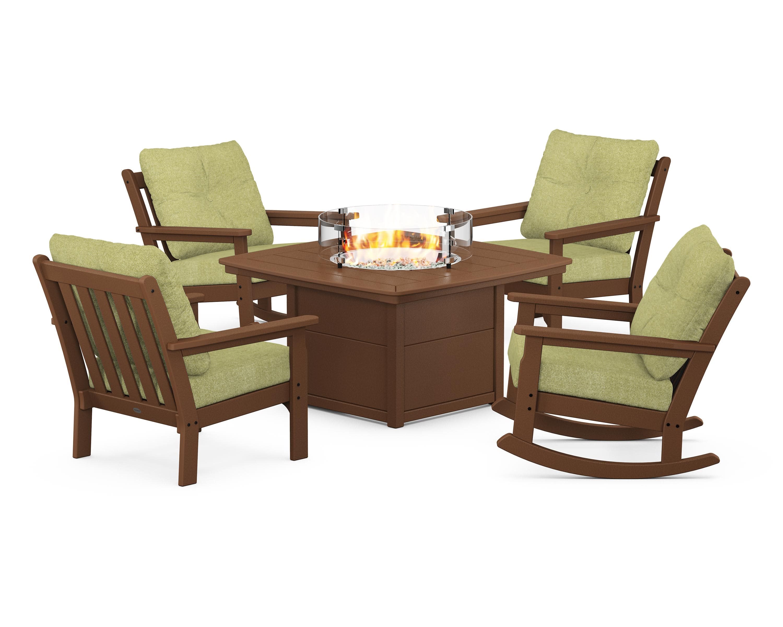 Vineyard 5-Piece Deep Seating Rocking Chair Conversation Set with Fire Pit Table - Image 13