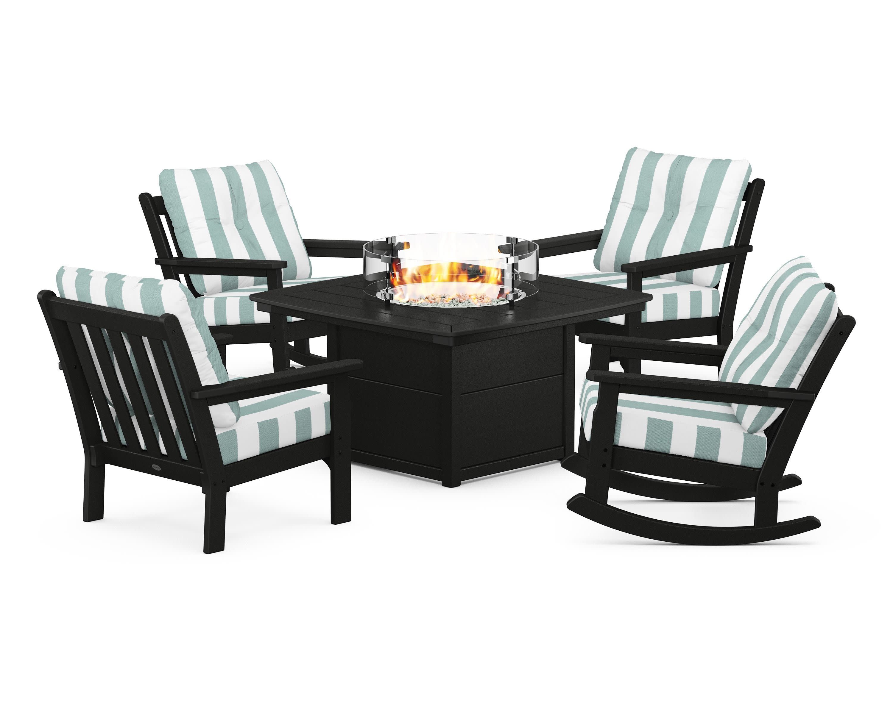 Vineyard 5-Piece Deep Seating Rocking Chair Conversation Set with Fire Pit Table - Image 130