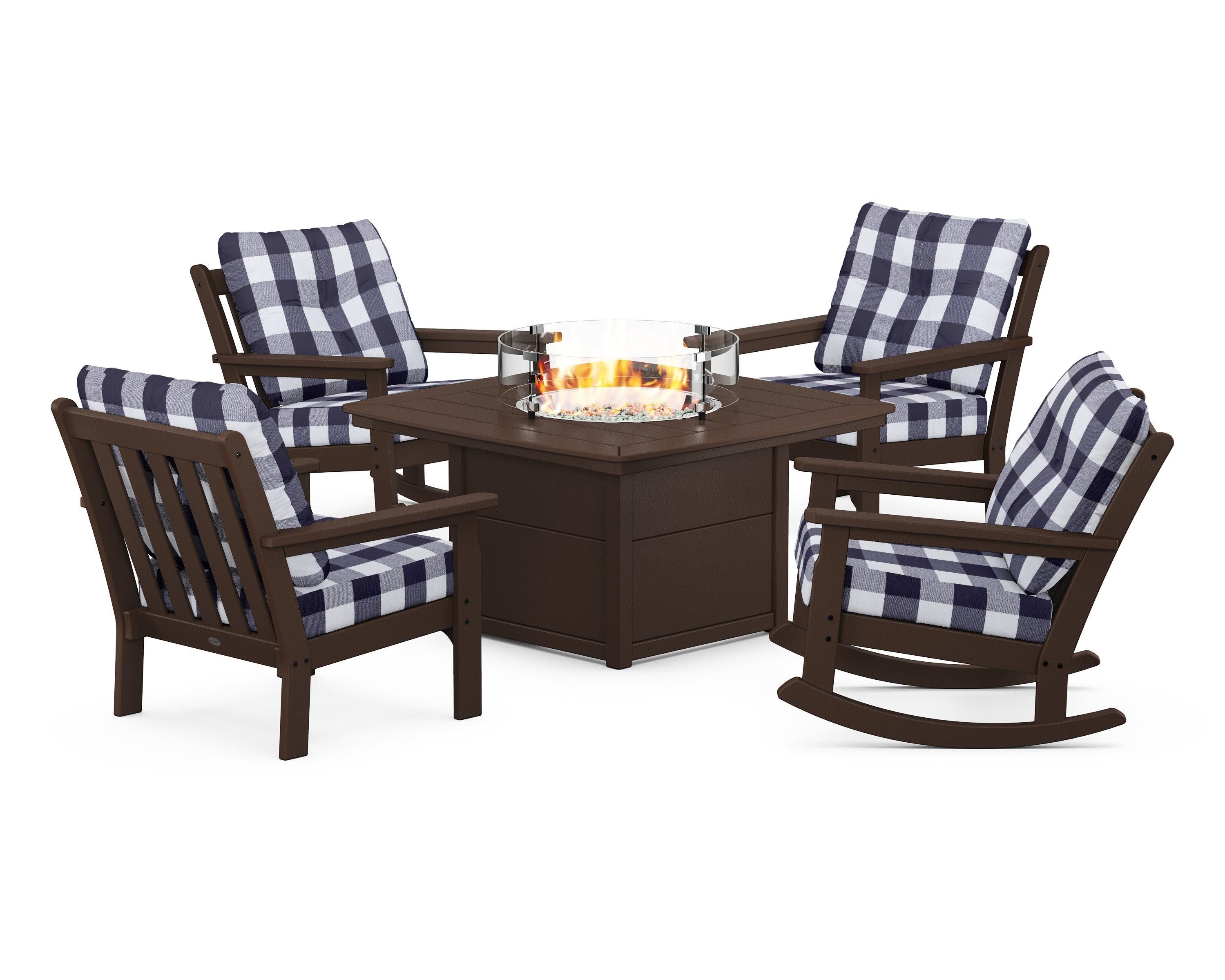 Vineyard 5-Piece Deep Seating Rocking Chair Conversation Set with Fire Pit Table - Image 132