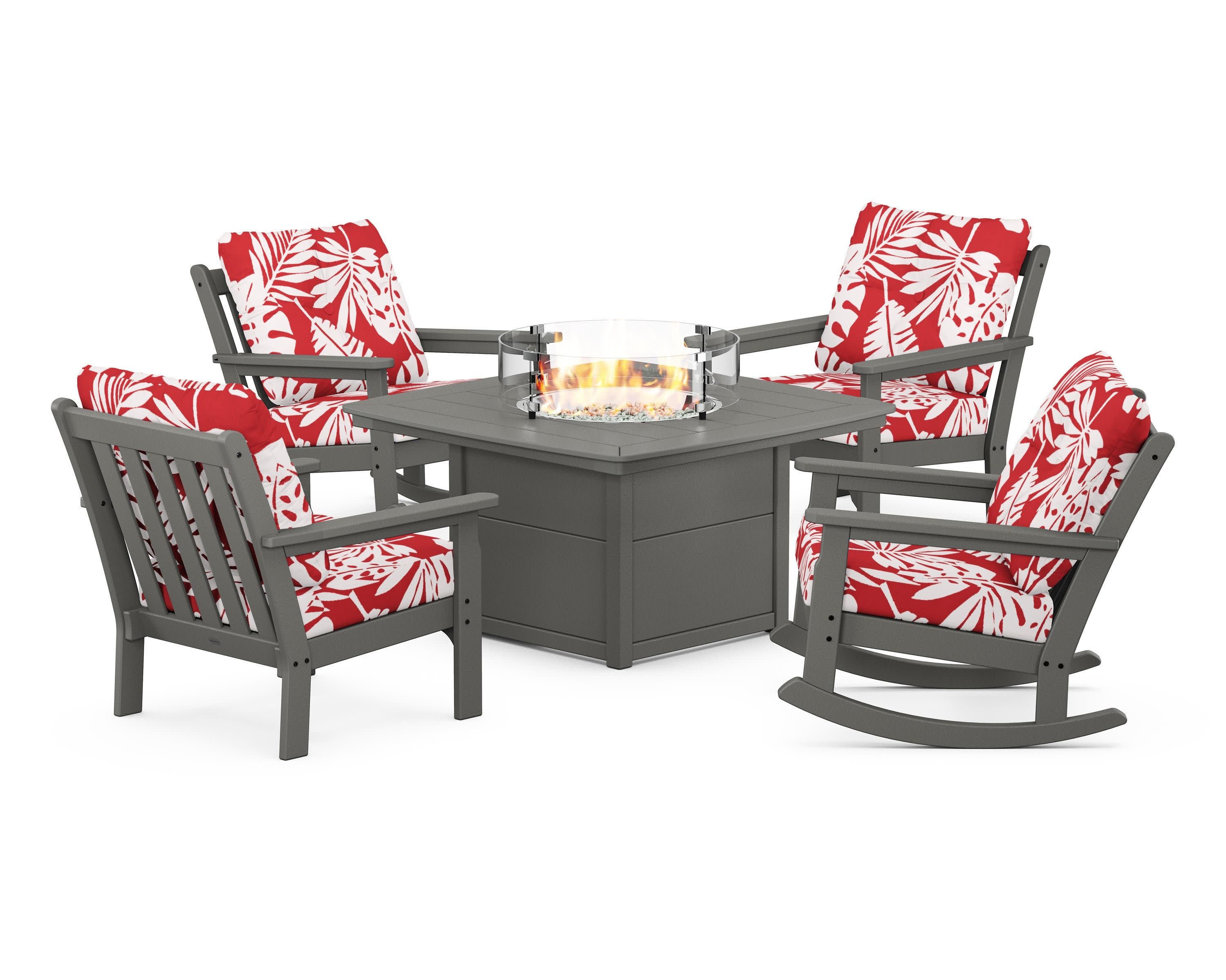 Vineyard 5-Piece Deep Seating Rocking Chair Conversation Set with Fire Pit Table - Image 134
